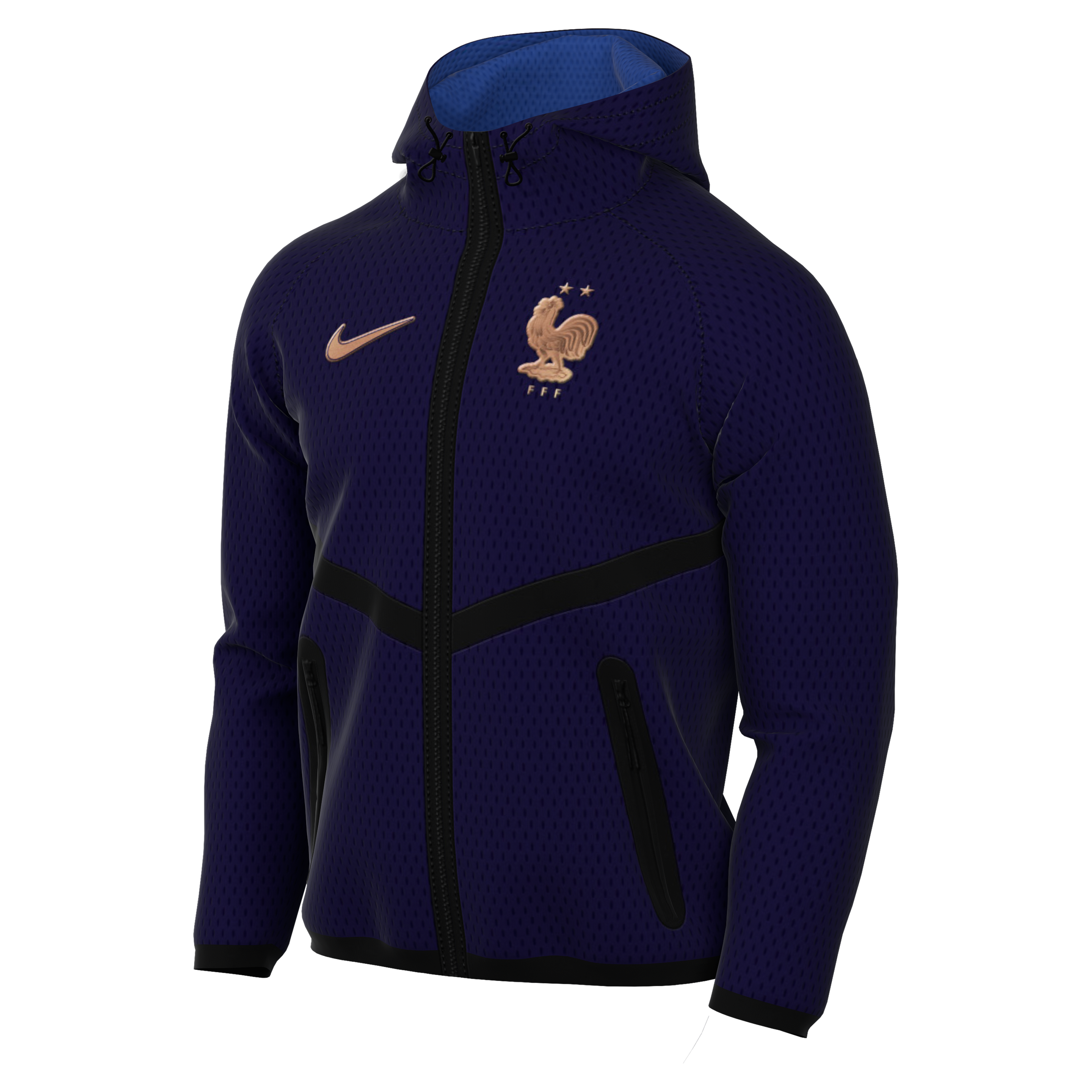 Men's Nike Blue France National Team Anthem Mesh Dri-FIT Full-Zip Hooded Jacket
