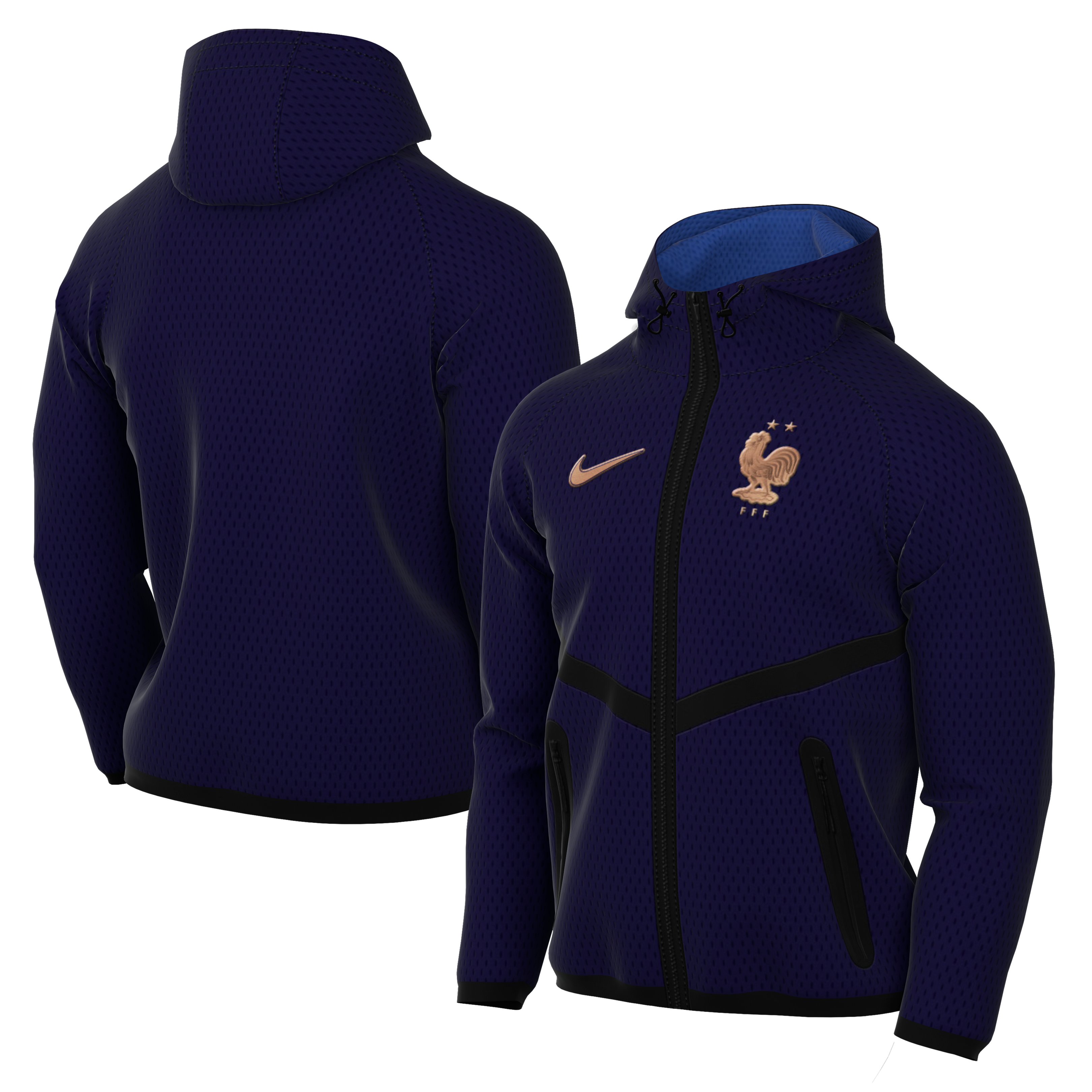Men's Nike Blue France National Team Anthem Mesh Dri-FIT Full-Zip Hooded Jacket