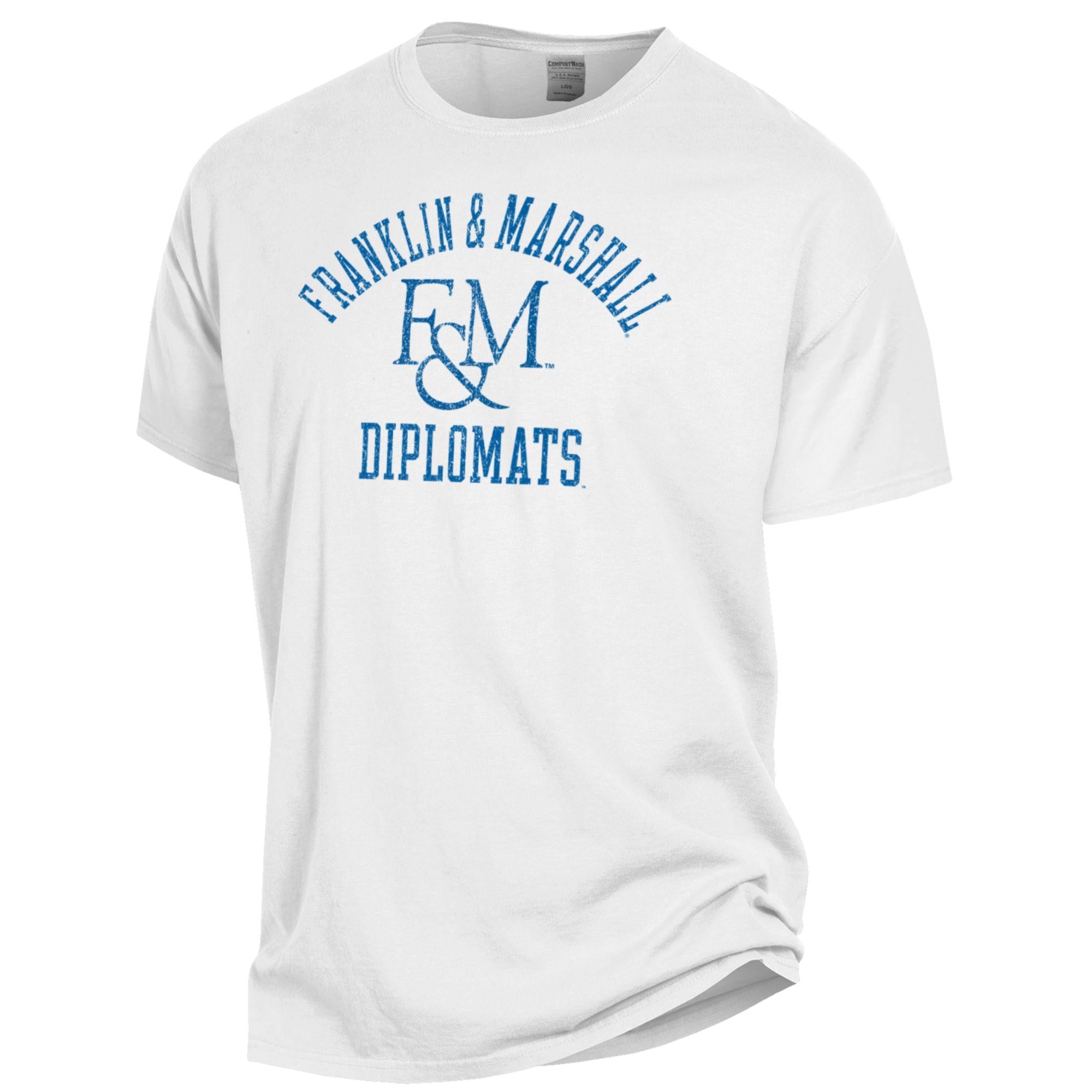 T-shirt blanc ComfortWash pour homme Franklin & Marshall Diplomats Arch Logo, teint en pièce