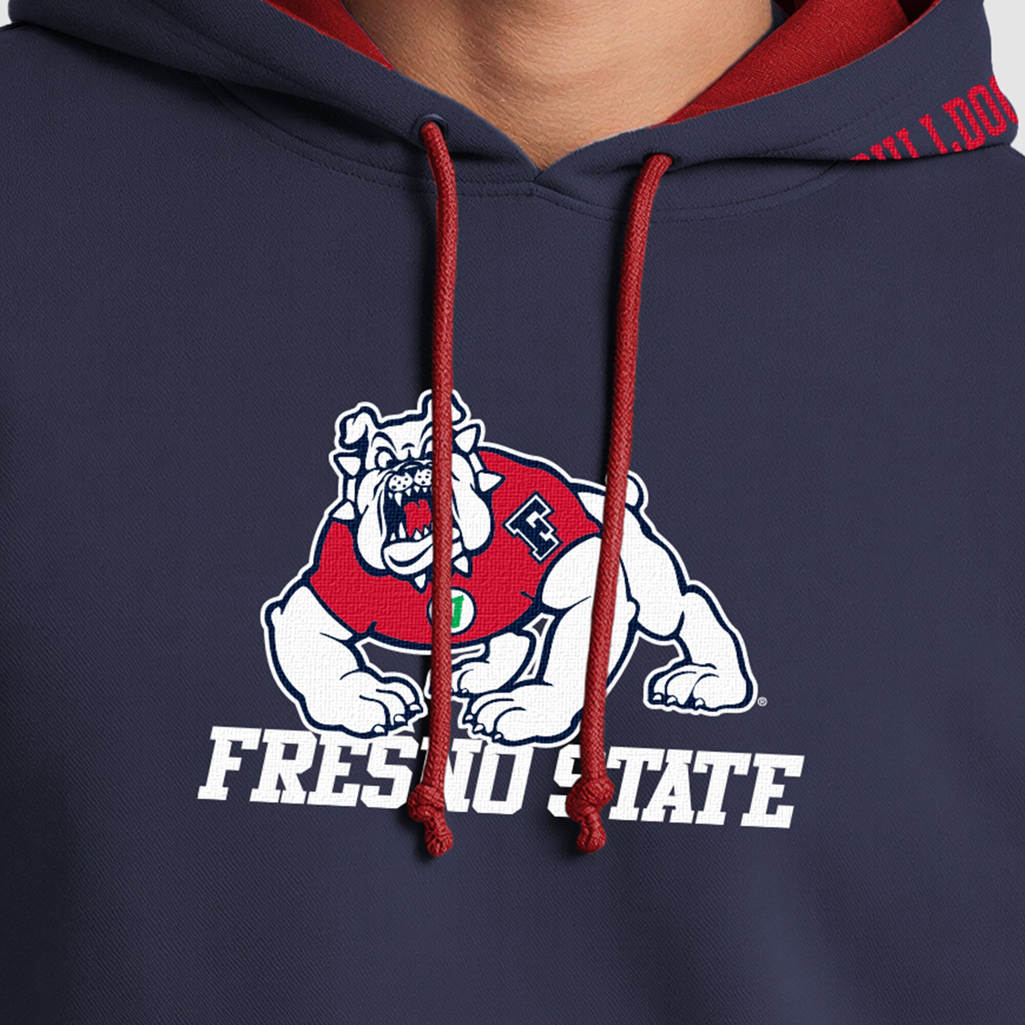 Sweat à capuche contrasté bleu marine/rouge Fresno State Bulldogs pour homme, de la marque Champion