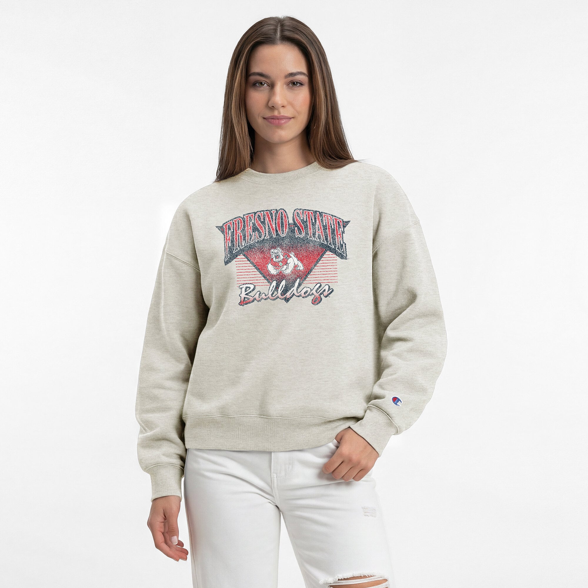 Women's Champion  Oatmeal Fresno State Bulldogs All-Star Weave Sweatshirt