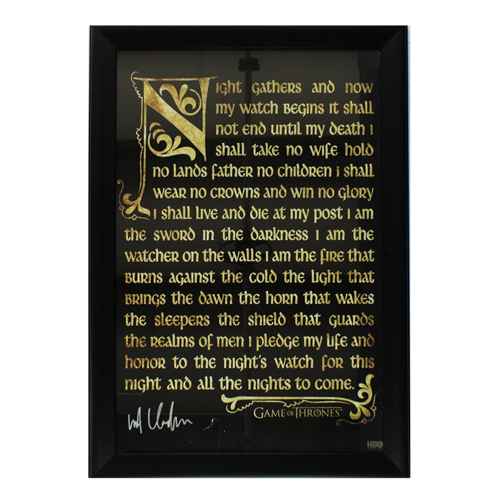 Kit Harington Signed Game of Thrones Night's Watch Oath Framed Poster