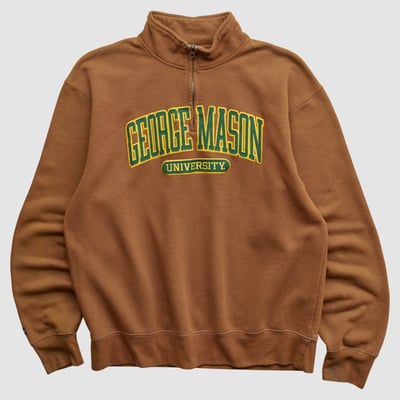 George Mason Patriots Jansport 2000s 1/4 Zip Sweatshirt - Clay - L by Fanatics Real Vintage
