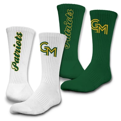 George Mason Patriots ISlide Unisex Primary Logo 2-Pack Lifestyle Crew Socks Set