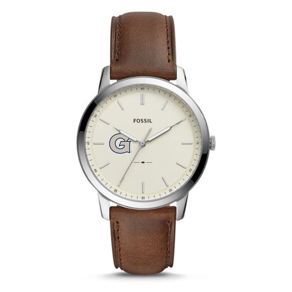 Fossil Georgetown Hoyas The Minimalist Brown Leather Watch display picture 1