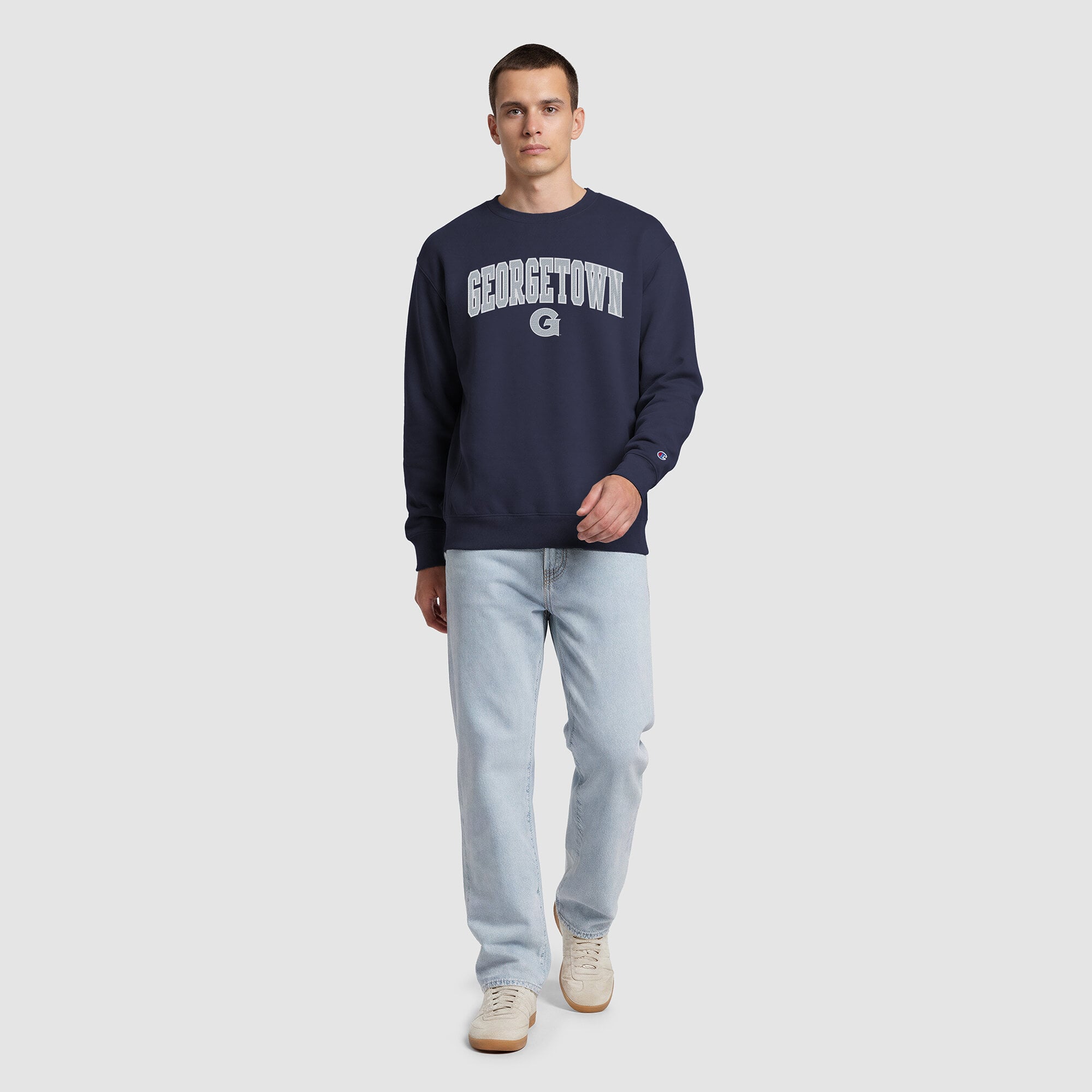 Men's Champion Navy Georgetown Hoyas Contrast Sweatshirt