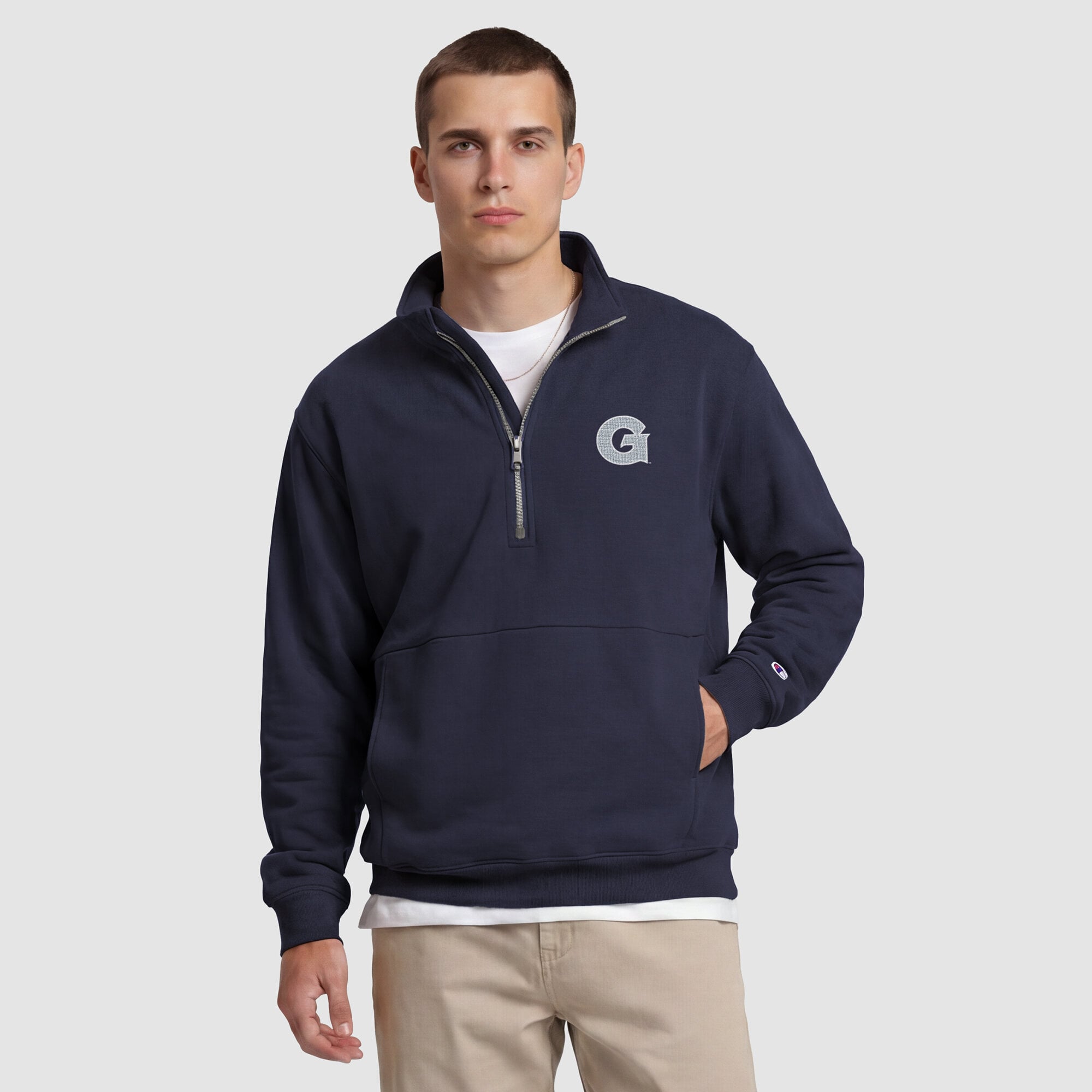 Men's Champion Navy Georgetown Hoyas Quarter-Zip Fleece Pullover