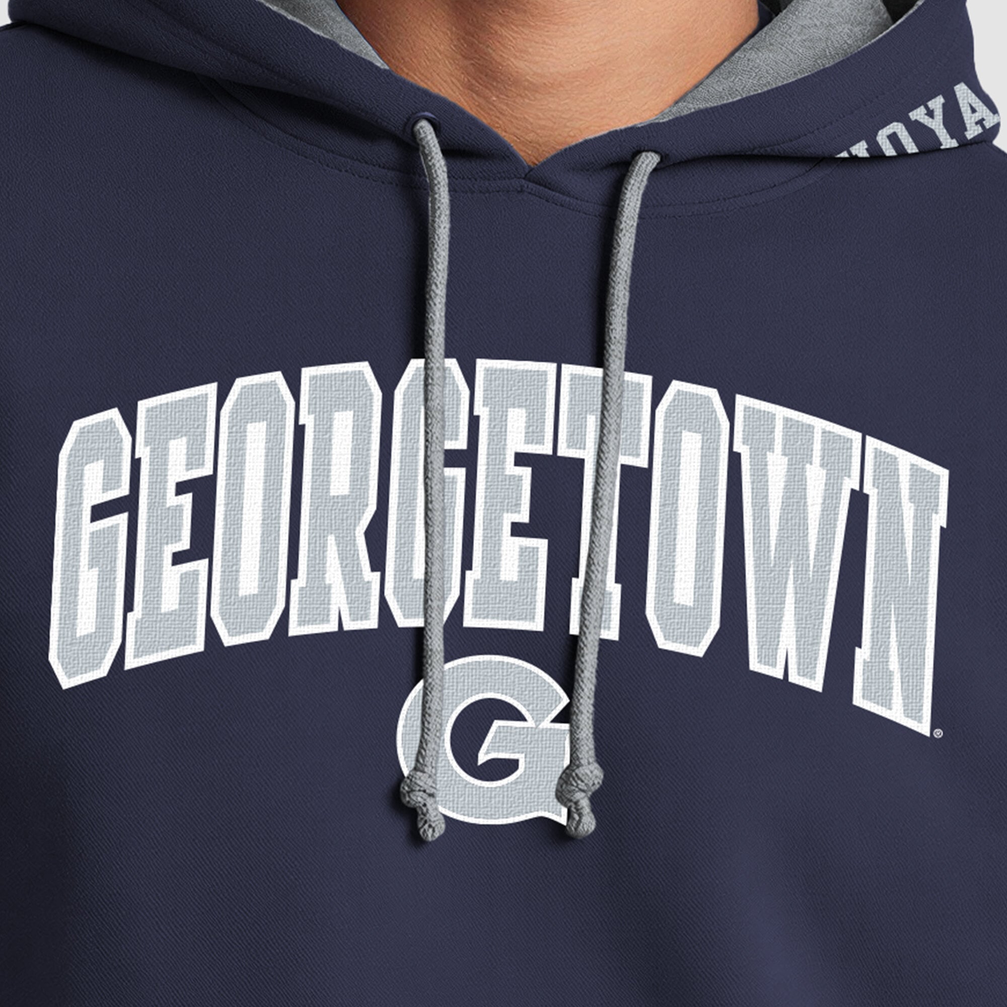 Men's Champion Navy/Heather Gray Georgetown Hoyas Contrast Hoodie