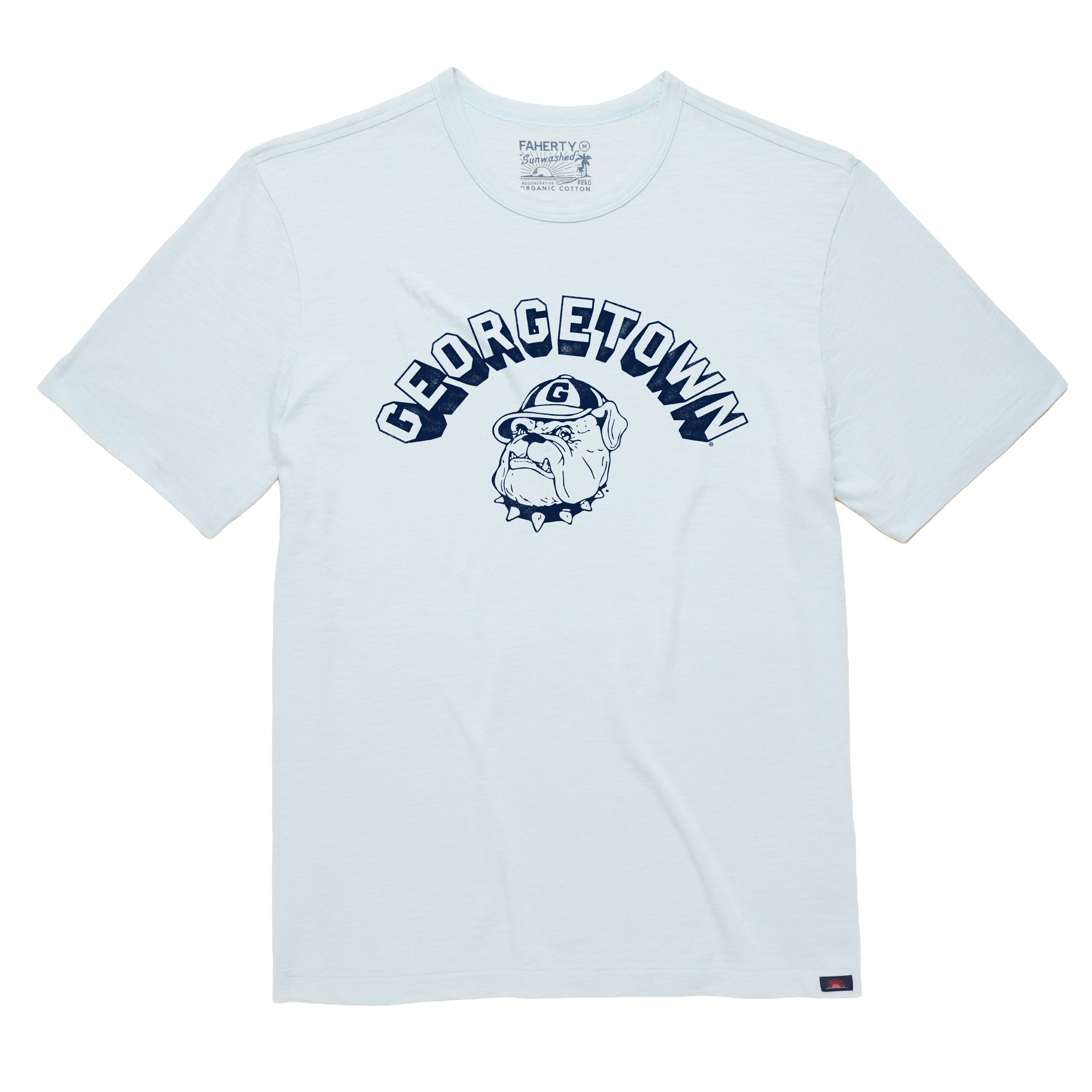 T-shirt homme FAHERTY bleu clair Georgetown Hoyas délavé au soleil