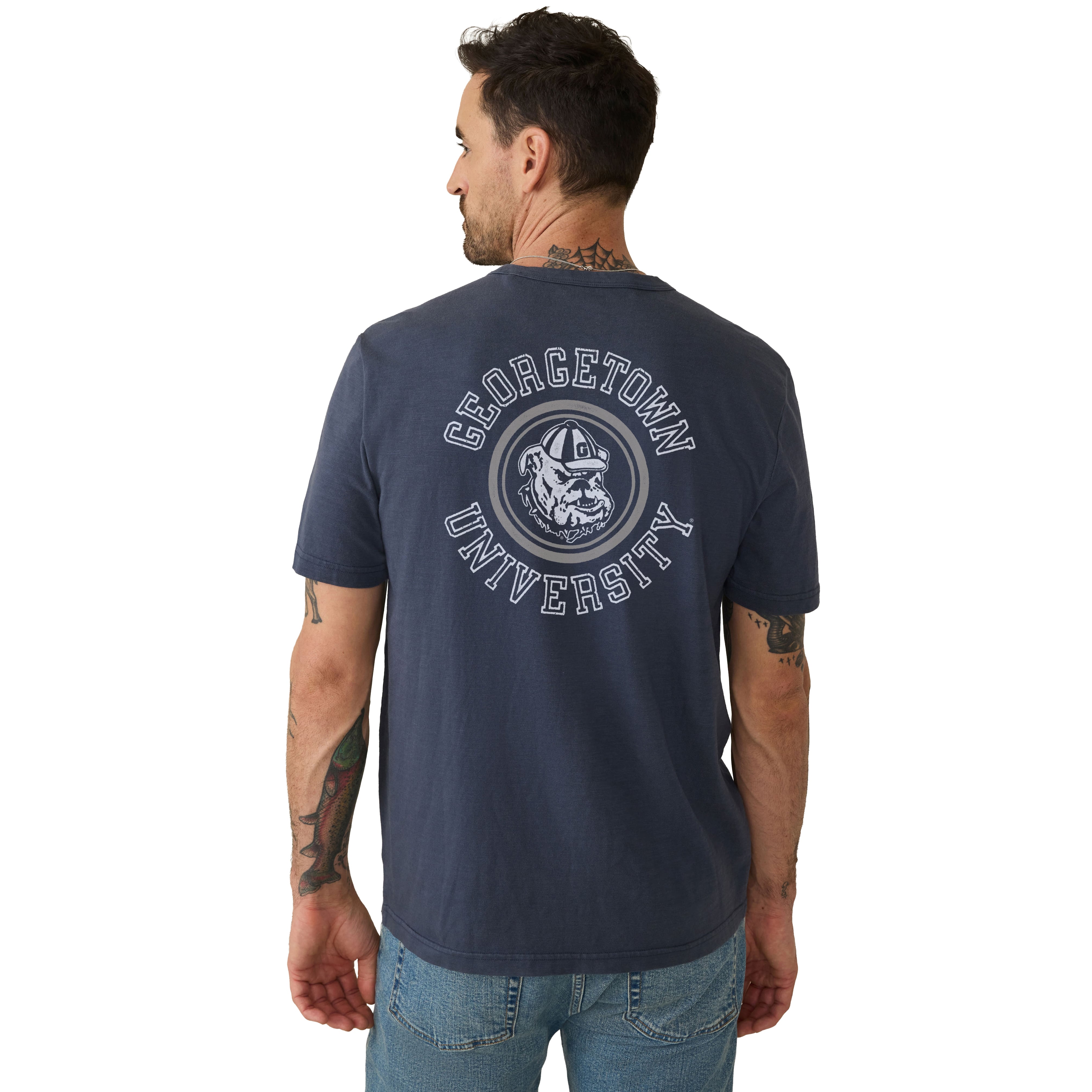 T-shirt à poche FAHERTY bleu marine Georgetown Hoyas pour homme