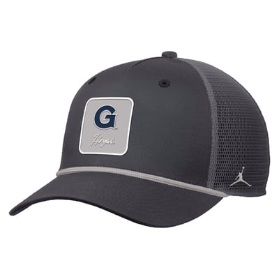  Georgetown Hoyas Nike Primetime Logo Script Rise Rope Trucker Adjustable Hat - Anthracite