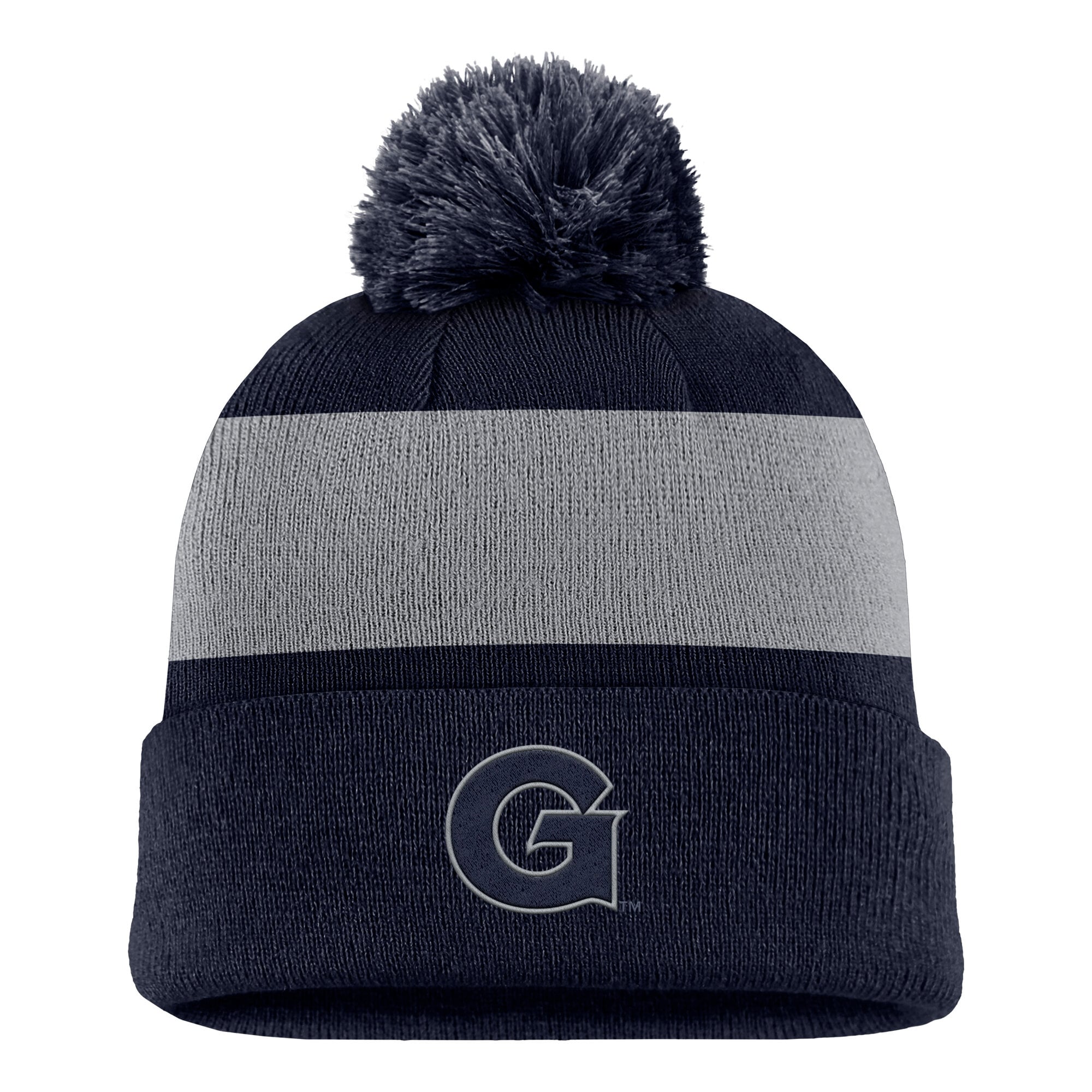 Bonnet à rayures et logo Nike Georgetown Hoyas Primetime bleu marine pour homme, avec pompon