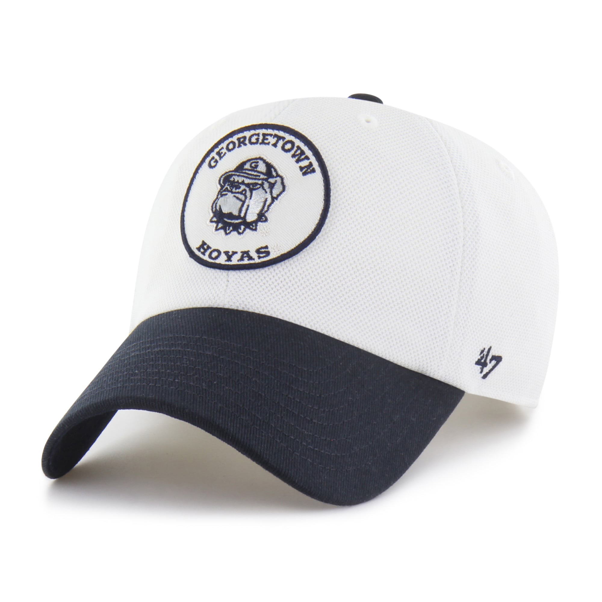 Unisex '47 White/Navy Georgetown Hoyas Pique Patch Clean Up Adjustable Hat