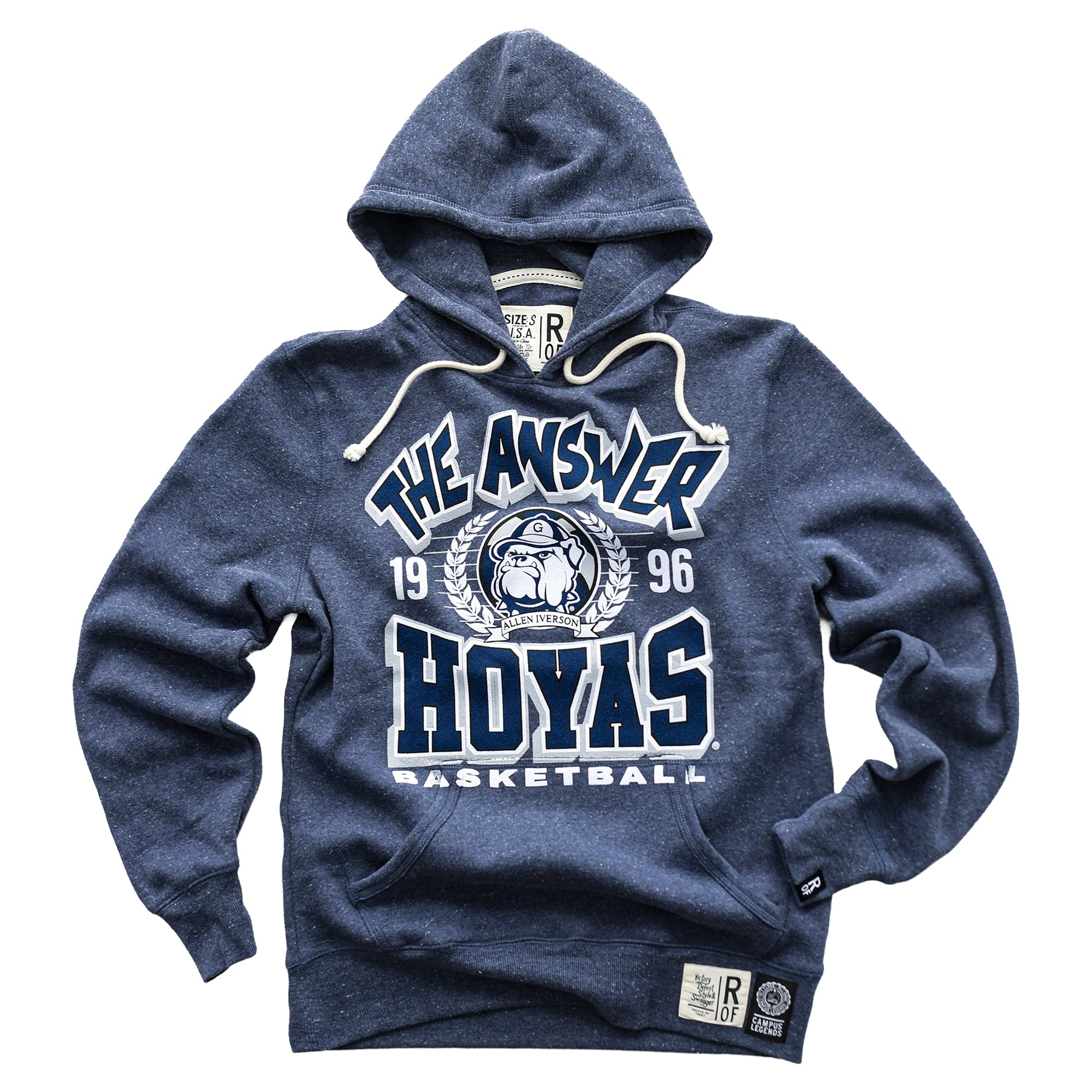 Sweat à capuche unisexe Roots of Fight x Georgetown Hoyas Allen Iverson bleu marine « The Answer »
