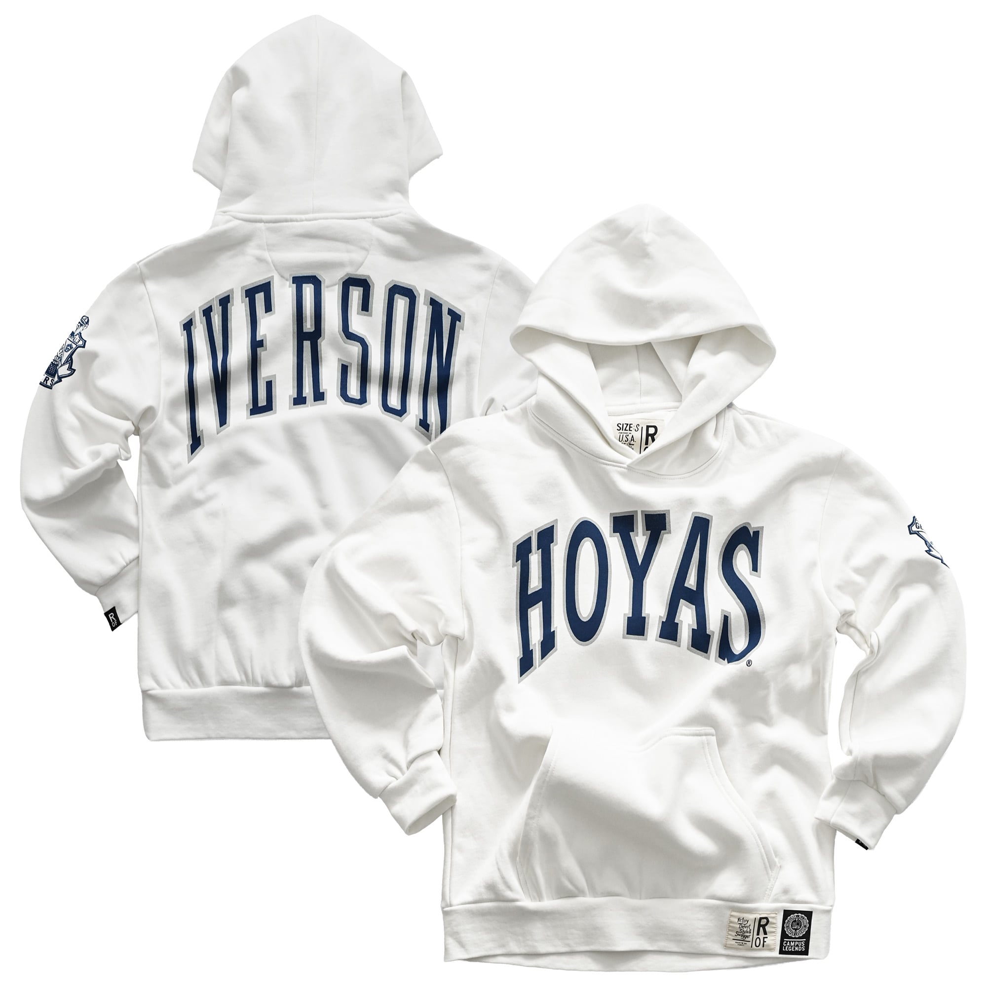 Sweat à capuche unisexe blanc épais Roots of Fight x Georgetown Hoyas Allen Iverson