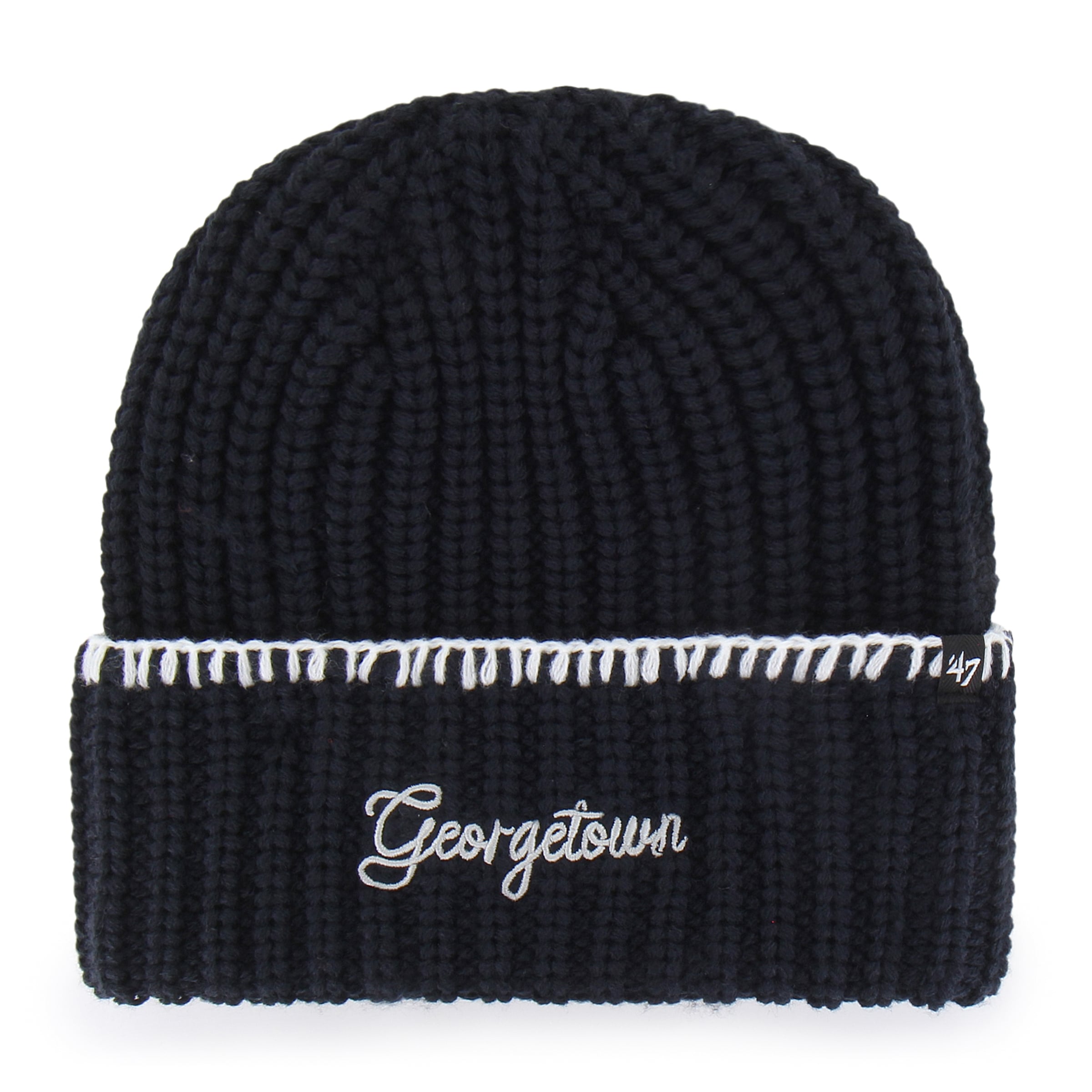Bonnet à revers en maille point de couverture Georgetown Hoyas, bleu marine, modèle 47, pour femme