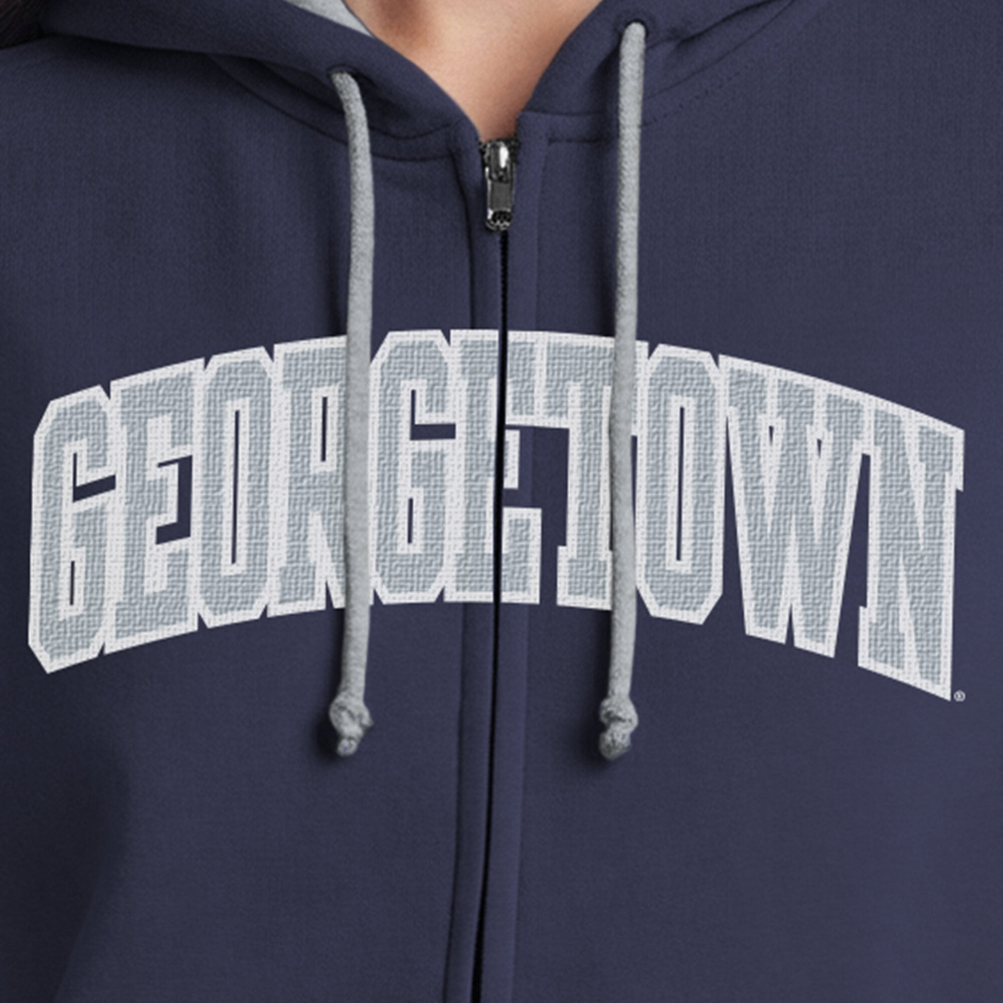 Sweat à capuche zippé en polaire Champion Navy Georgetown Hoyas Arch pour femme