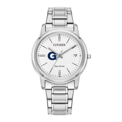 Georgetown Hoyas Citizen Watch Women's Eco-Drive White Dial Stainless Steel Watch - Silver