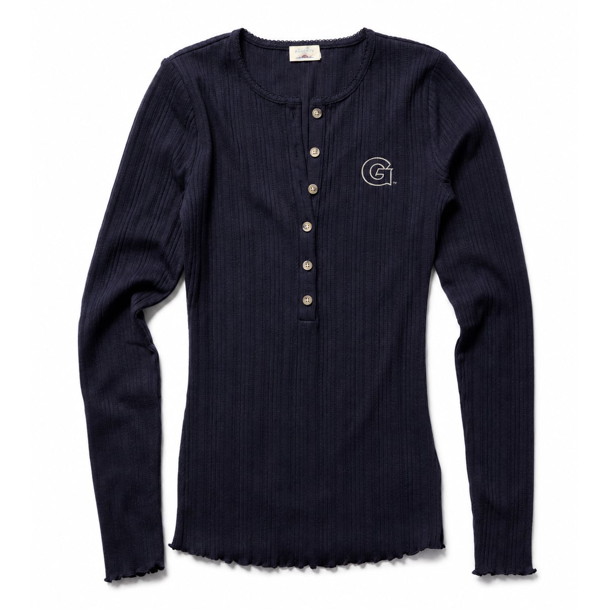 Chemise Henley FAHERTY marine Georgetown Hoyas Paradise Pointelle pour femme