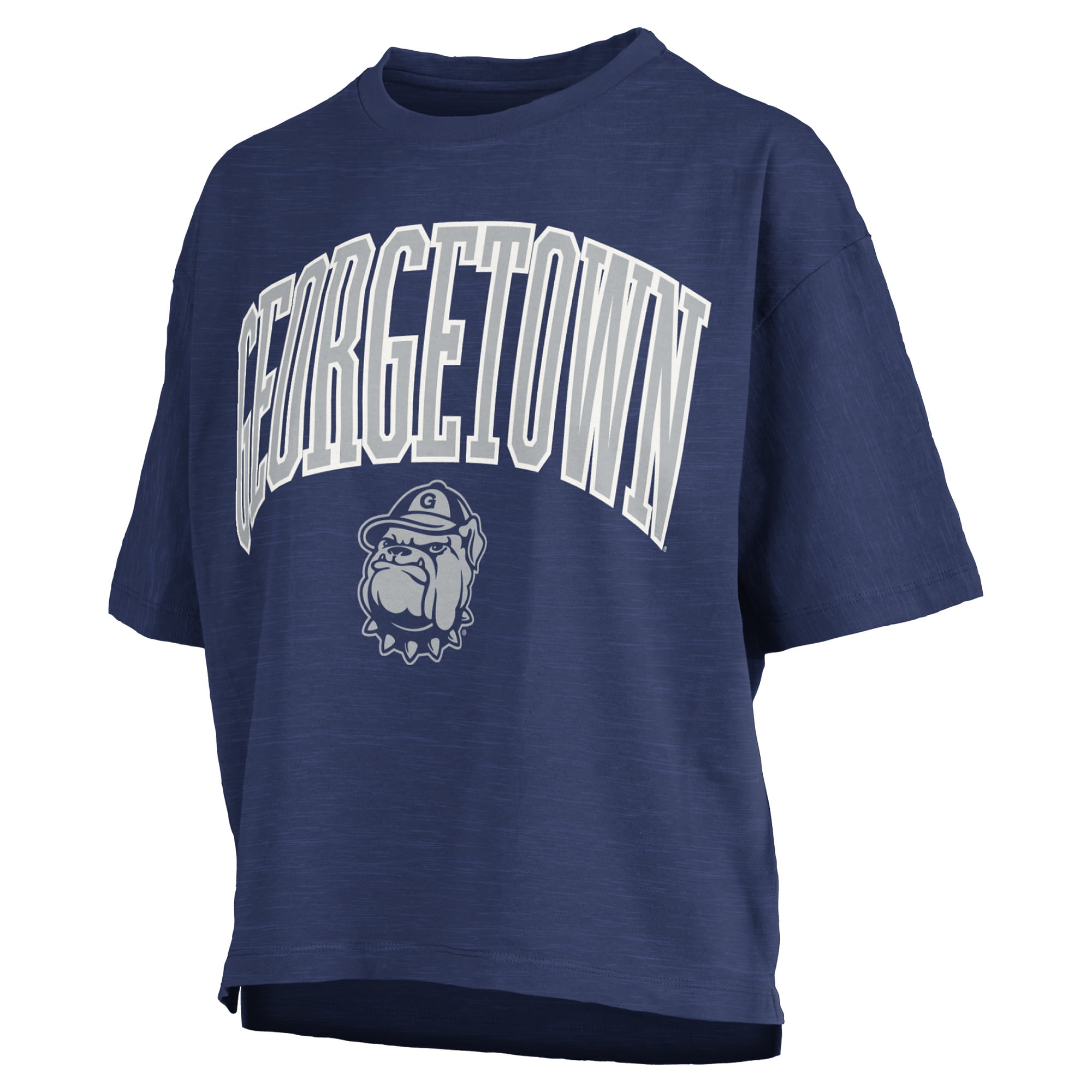Women's Pressbox Navy Georgetown Hoyas Oversized Nelson Arch Over Logo Slub T-Shirt