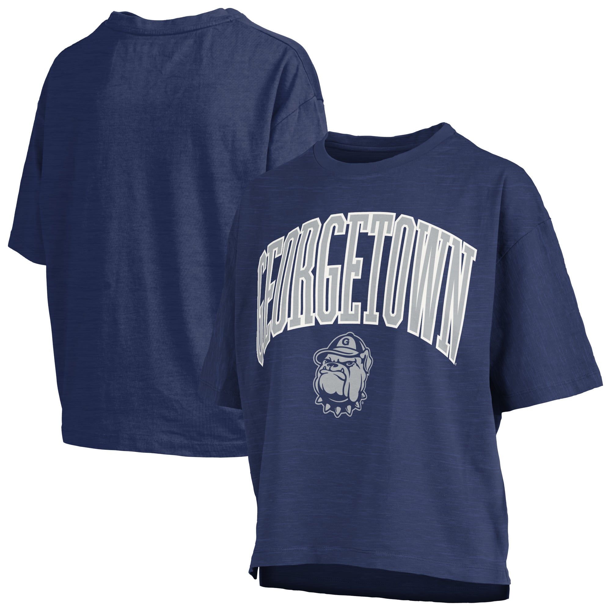 Women's Pressbox Navy Georgetown Hoyas Oversized Nelson Arch Over Logo Slub T-Shirt