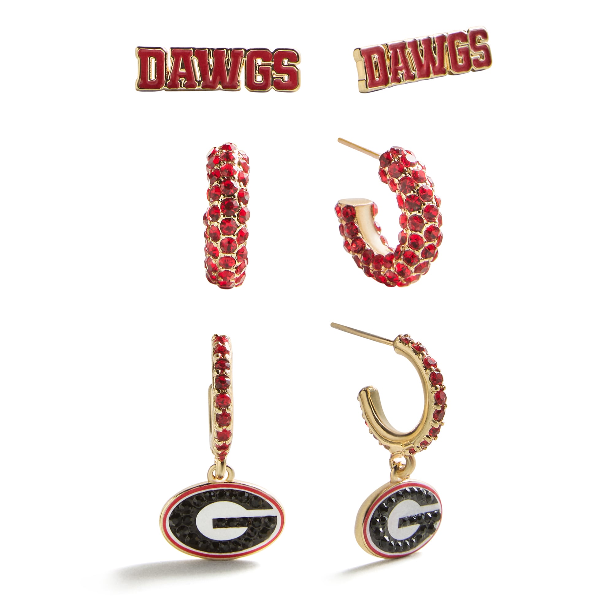 Ensemble de boucles d'oreilles 3 pièces BaubleBar Georgia Bulldogs