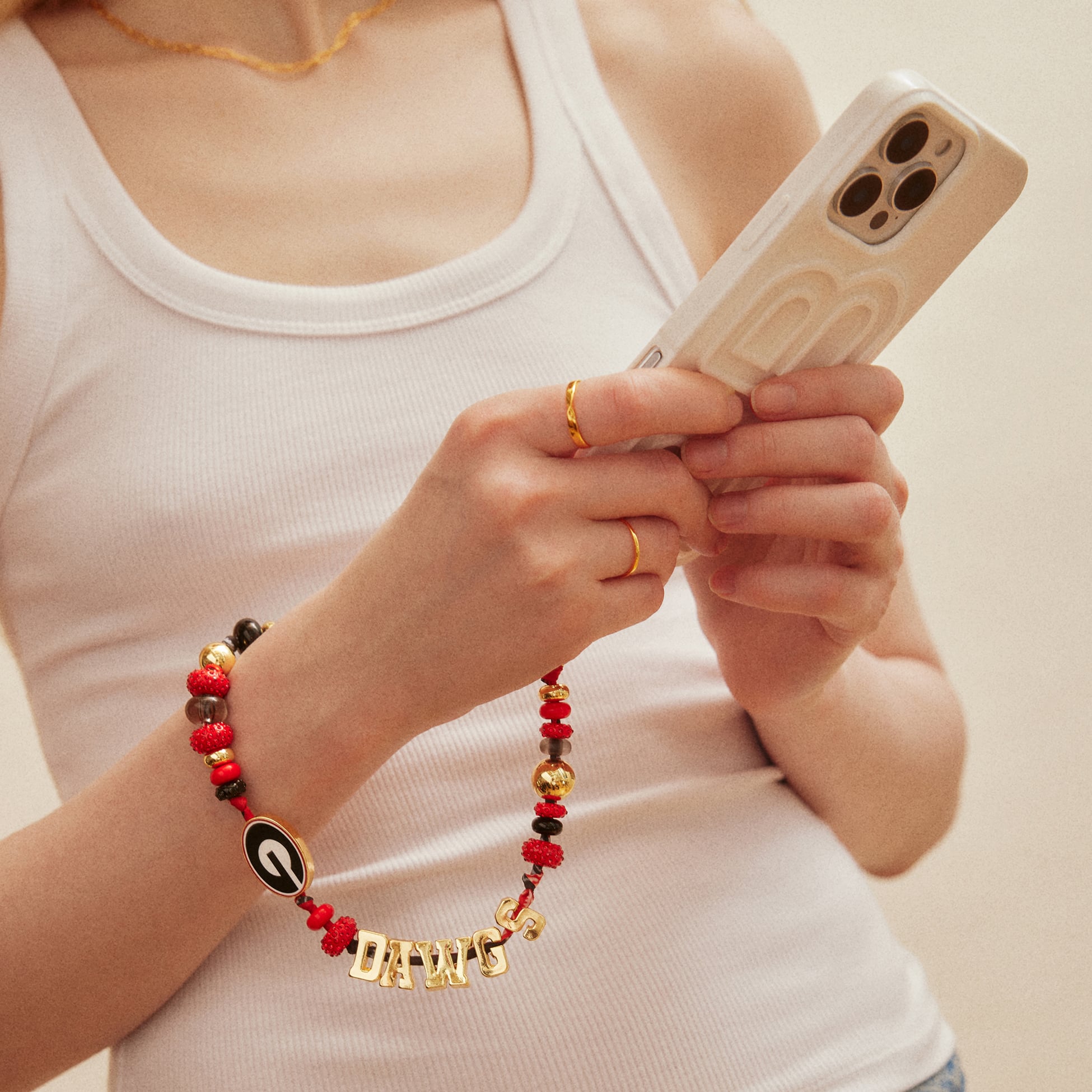 BaubleBar Georgia Bulldogs Beaded Phone Strap