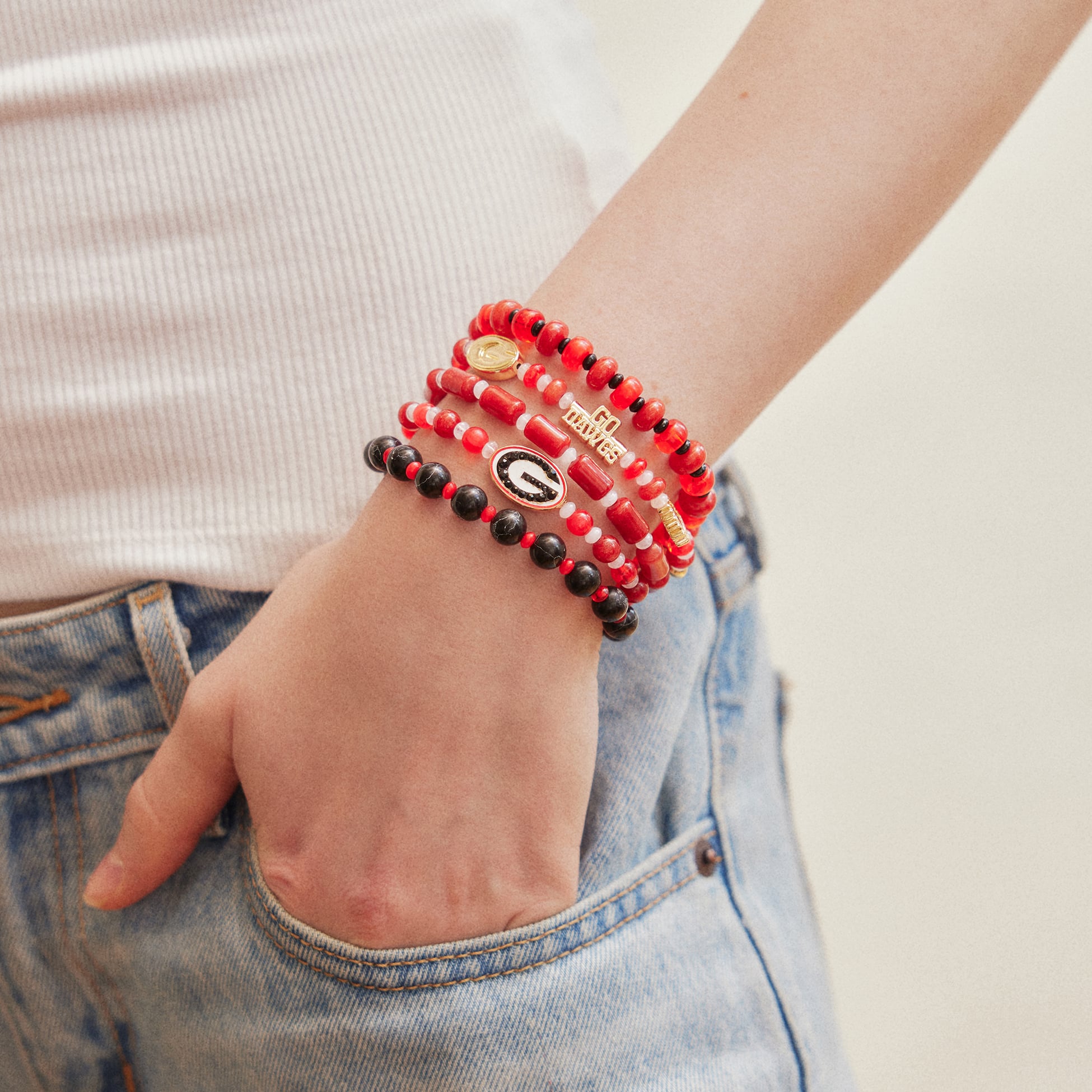 BaubleBar Georgia Bulldogs Five-Piece Bracelet Set