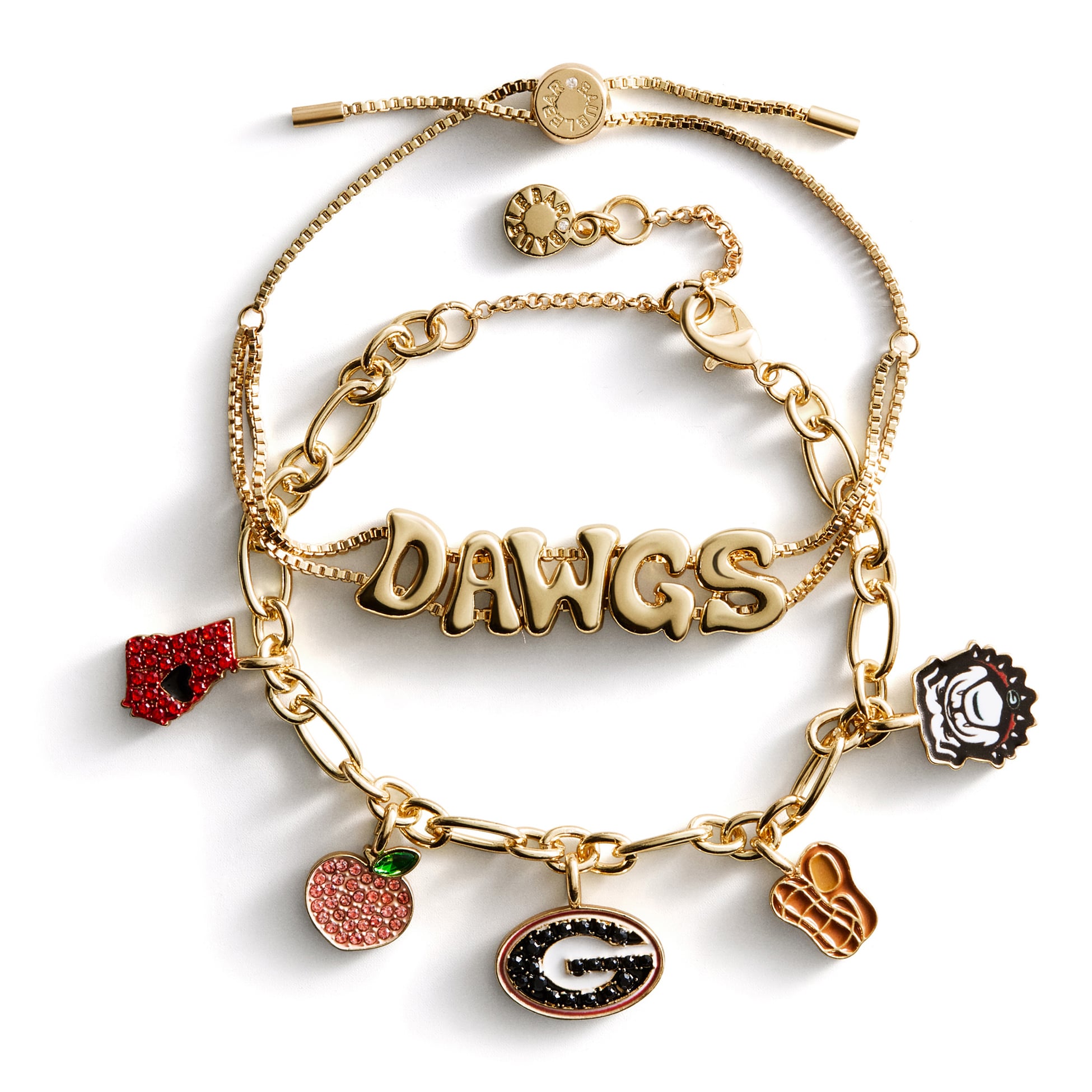 BaubleBar Georgia Bulldogs Two-Piece Delicate Charm & Slogan Bracelet Set