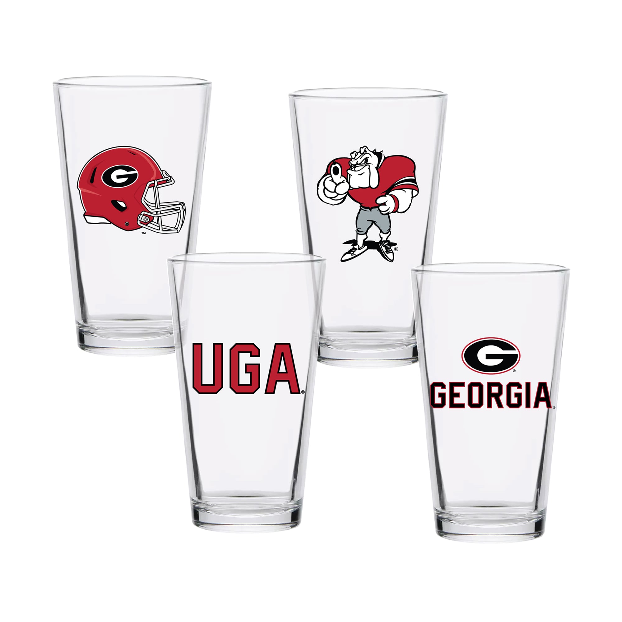 Ensemble de quatre verres à bière de collection Georgia Bulldogs de 473 ml (16 oz).