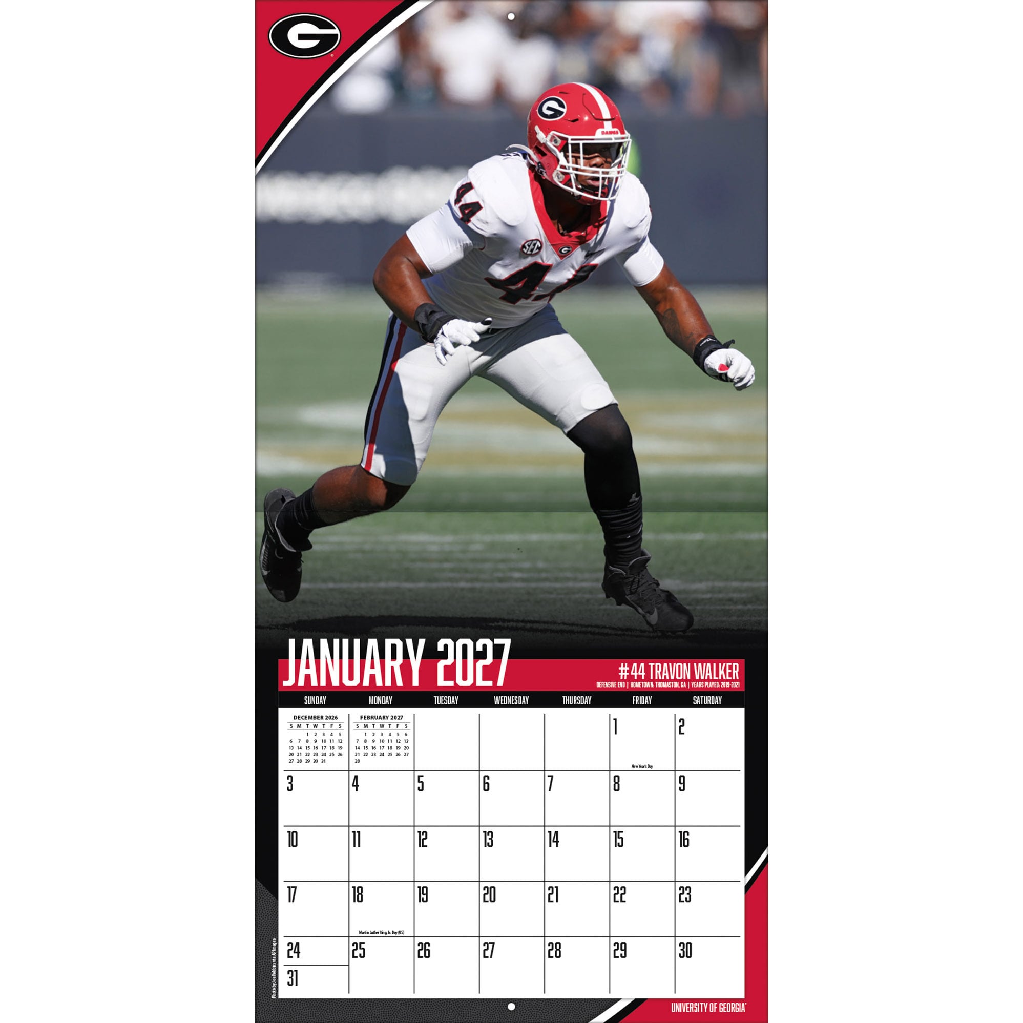 Georgia Bulldogs 2027 12” x 12” Team Wall Calendar