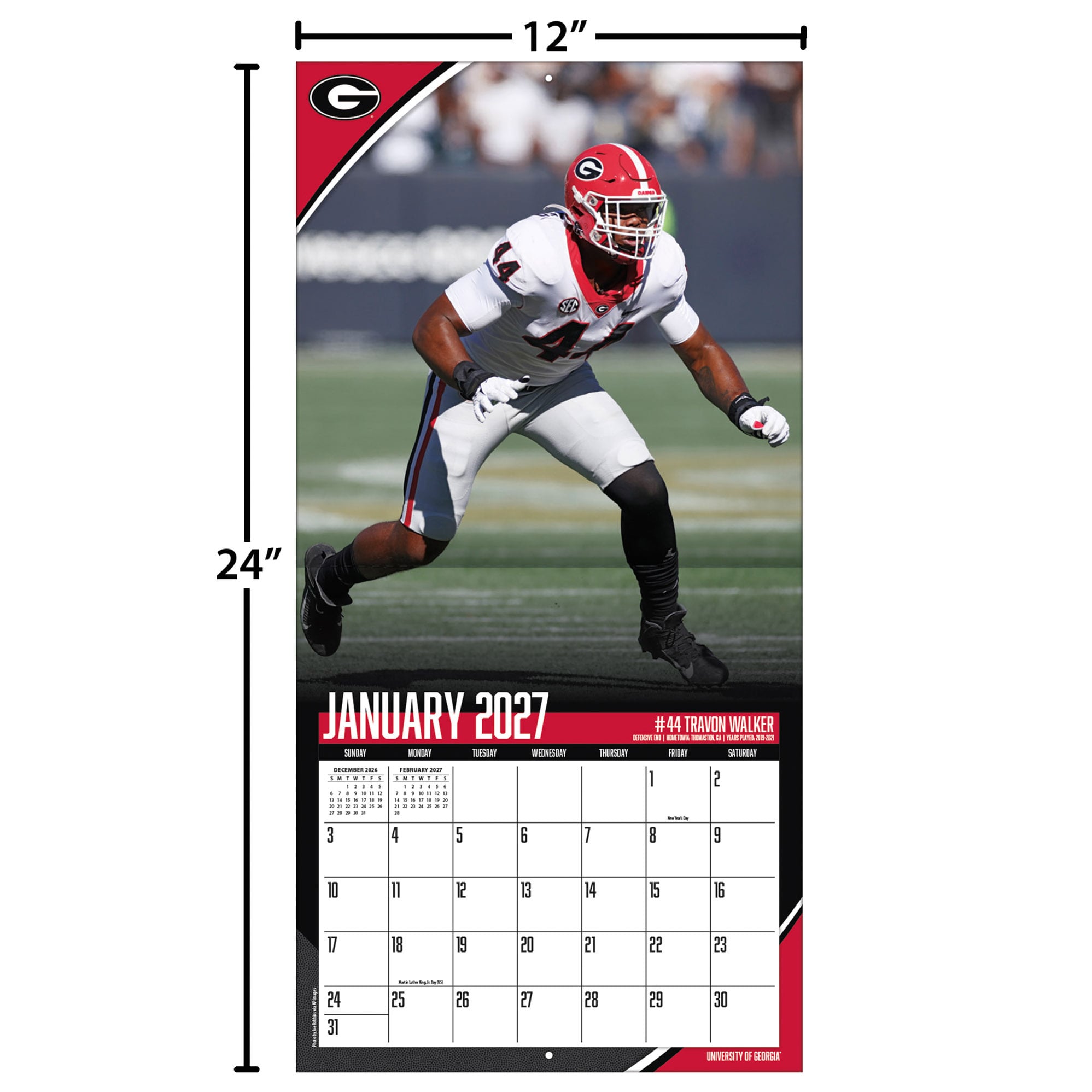 Georgia Bulldogs 2027 12” x 12” Team Wall Calendar