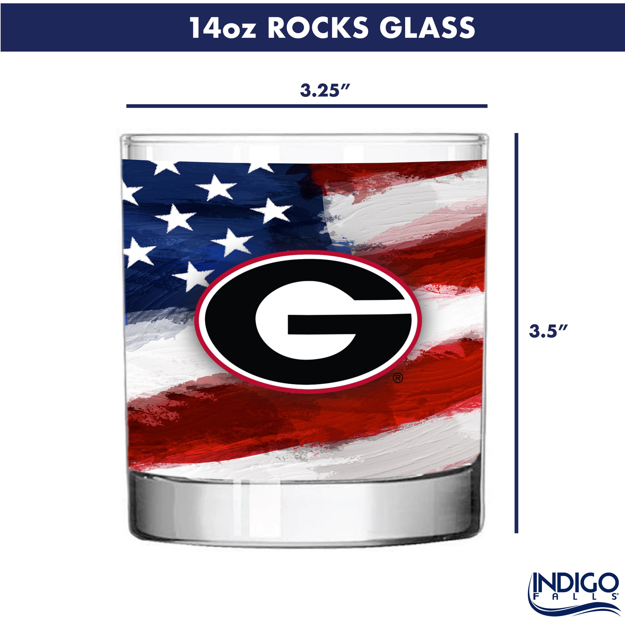 Georgia Bulldogs Two-Pack 14oz. Americana Rocks Glass Set