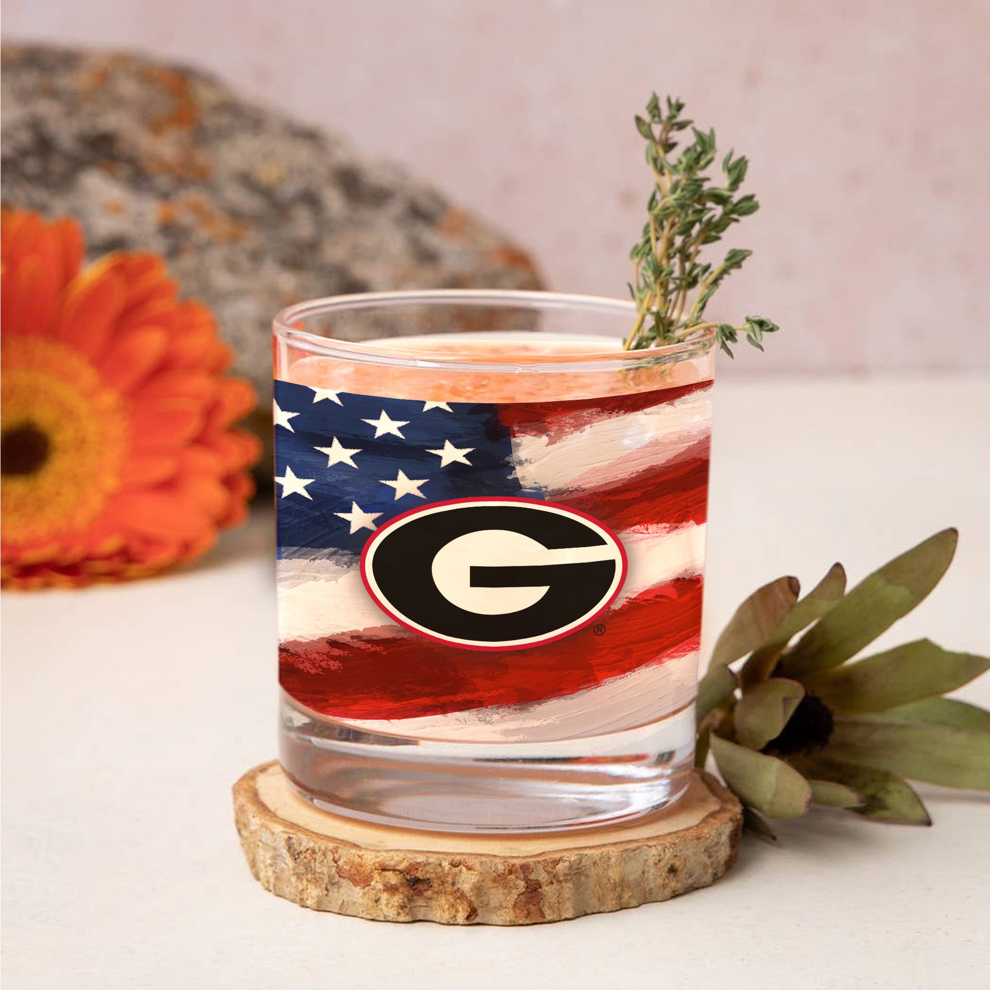 Georgia Bulldogs Two-Pack 14oz. Americana Rocks Glass Set