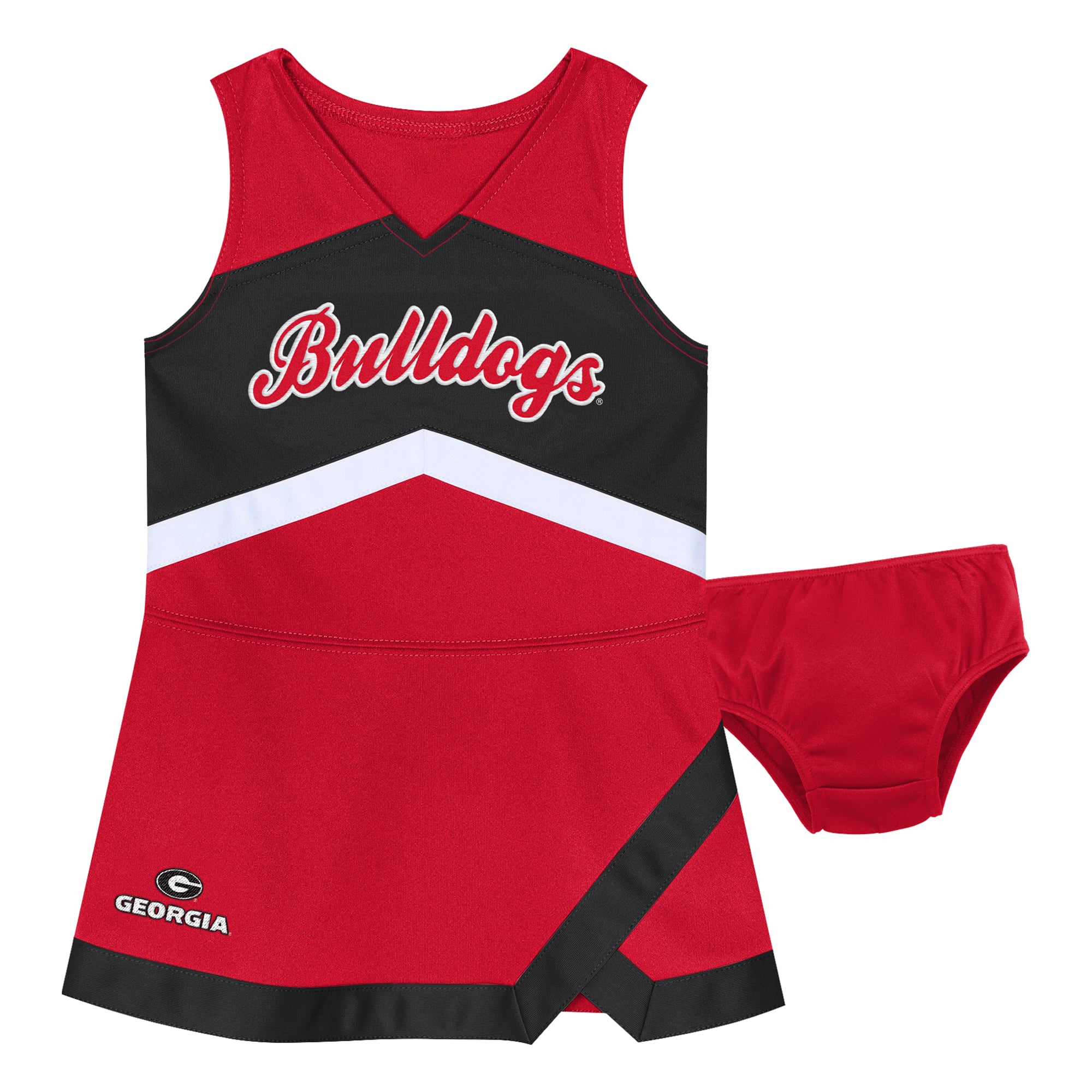 Girls Preschool Outerstuff Red Georgia Bulldogs Two-Piece Cheer Captain Jumper Dress & Bloomers Set