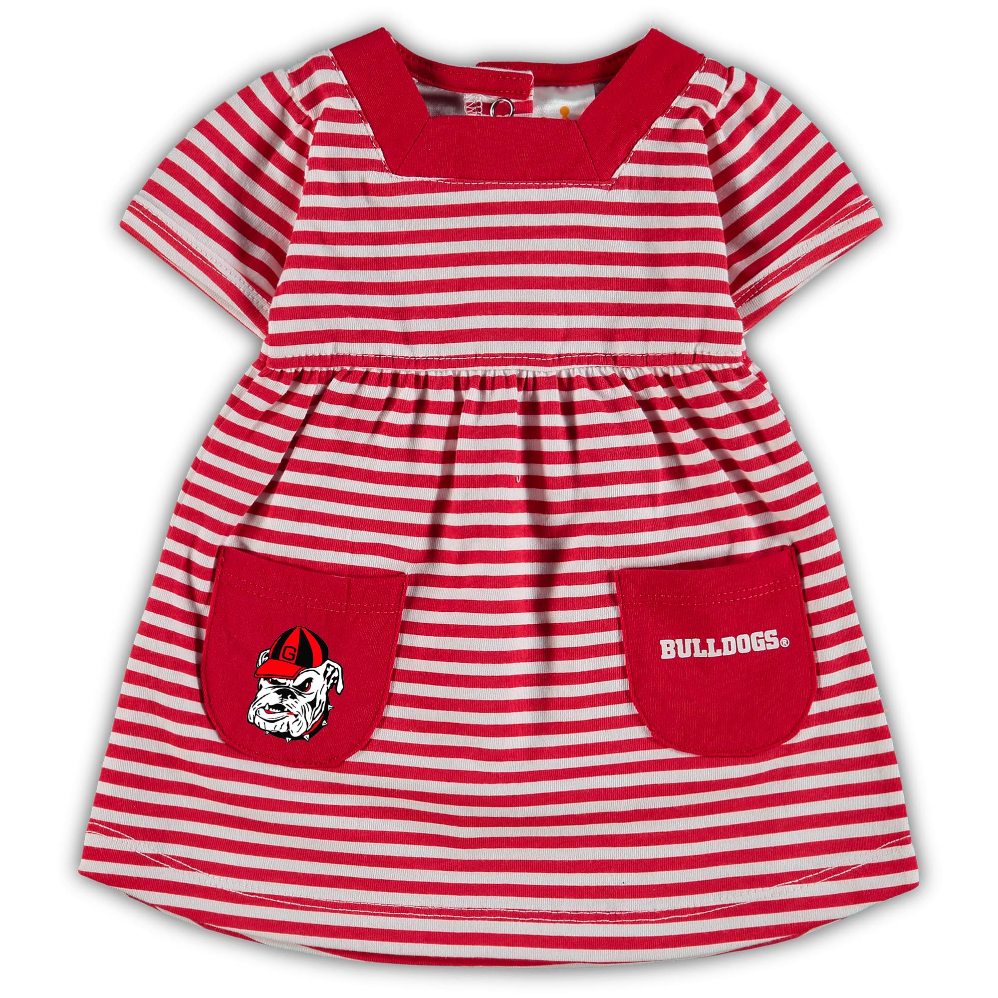 Girls Toddler Little King Red Georgia Bulldogs Square Neck Striped Dress
