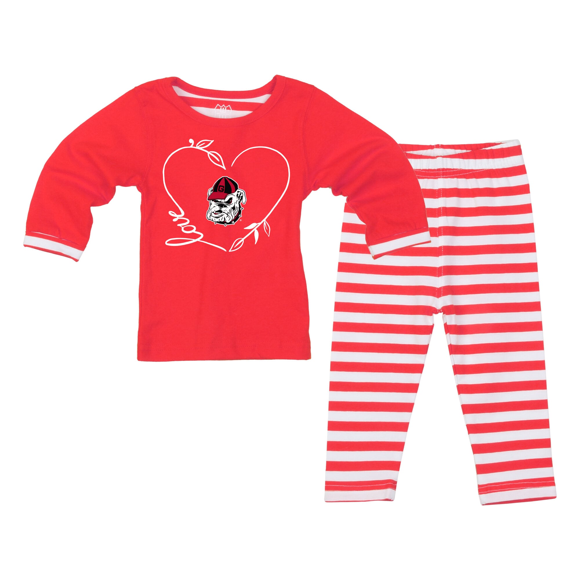 Ensemble 2 pièces pour petites filles Wes & Willy, motif Georgia Bulldogs rouges : haut à manches longues et pantalon.