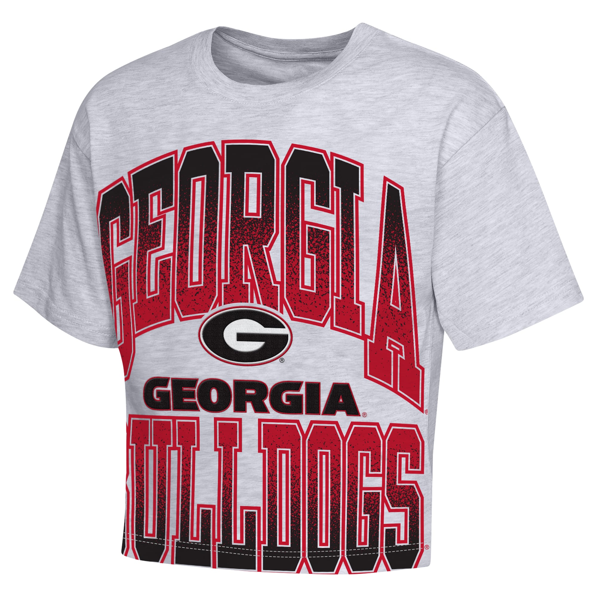 Girls Youth Outerstuff Heather Gray Georgia Bulldogs Big Team Energy Cropped Boxy T-Shirt