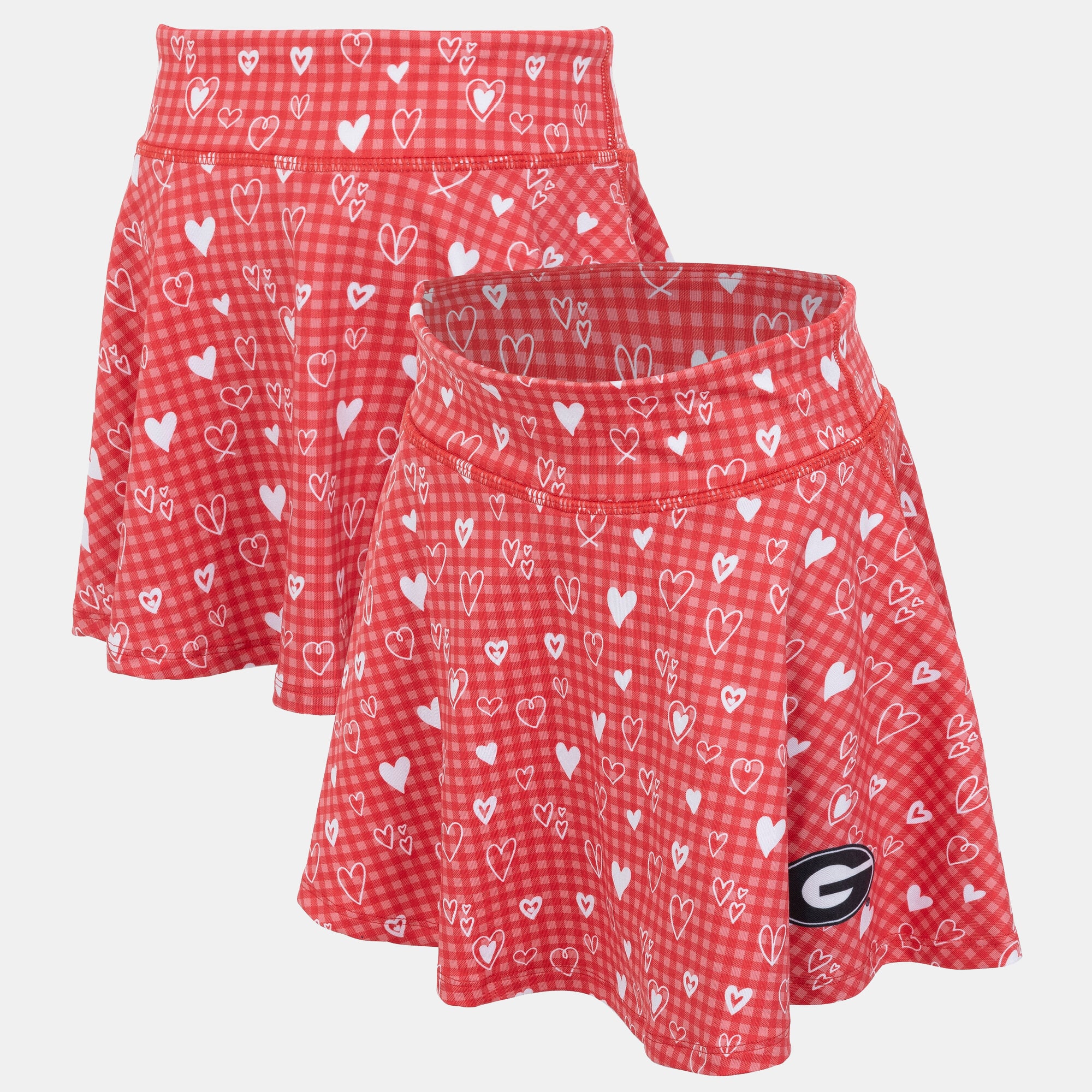 Jupe-short fluide ZooZatz rouge Georgia Bulldogs à motif cœur pour filles