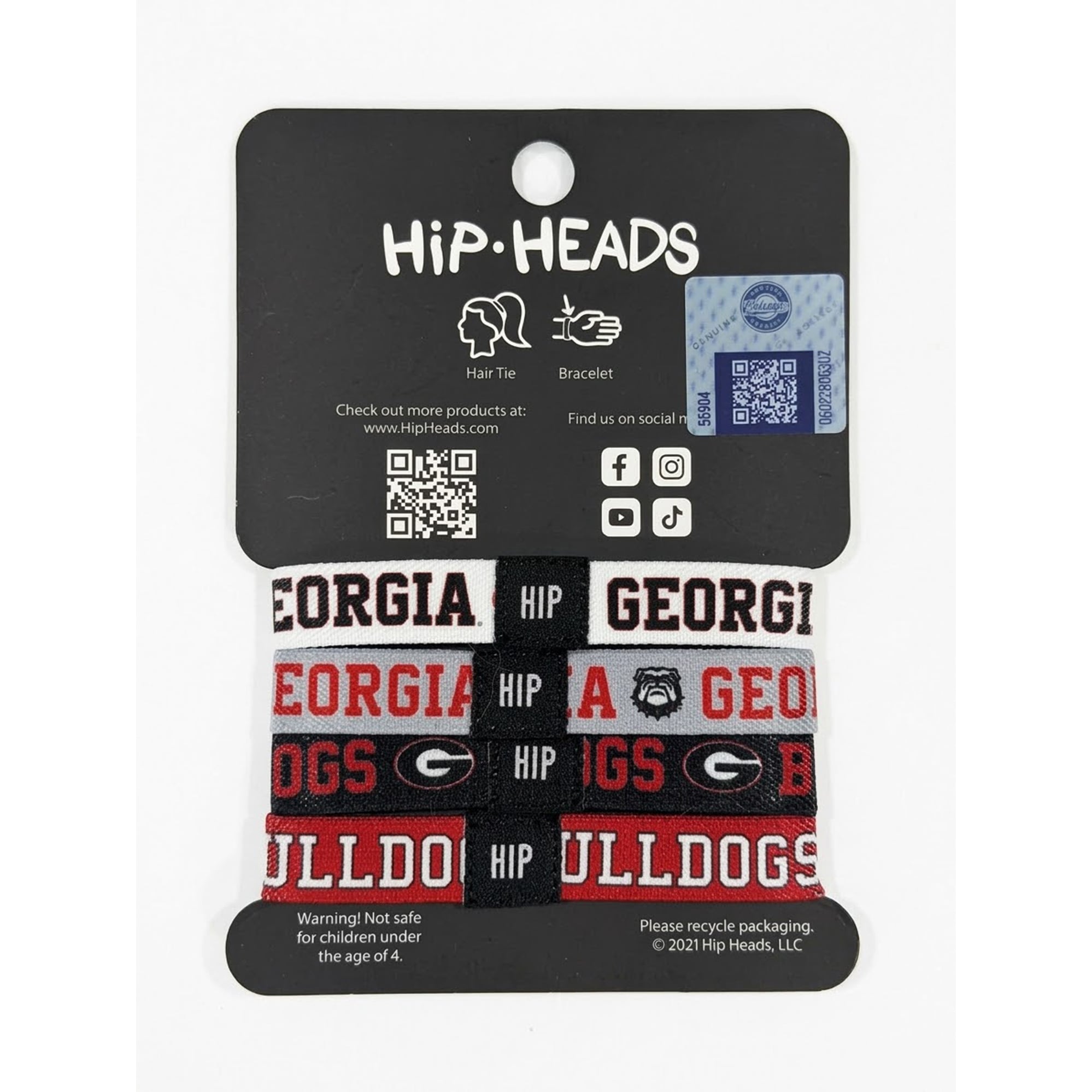 Bracelets élastiques à cheveux Hip Heads Georgia Bulldogs (lot de quatre)
