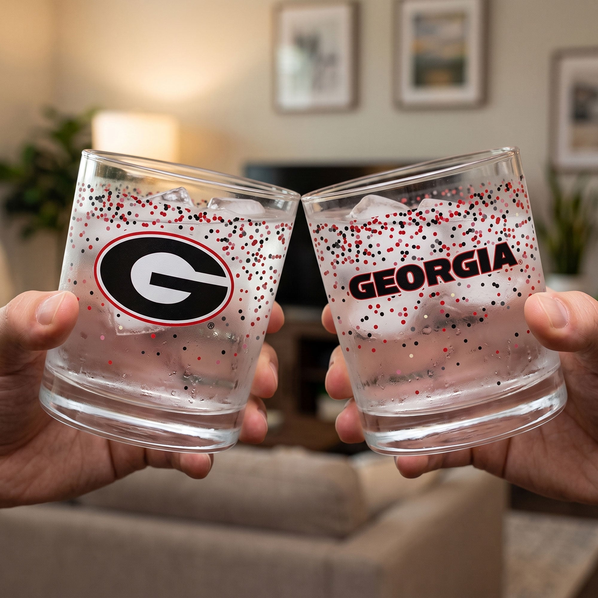 Ensemble de 2 verres à whisky Confetti Indigo Falls Georgia Bulldogs