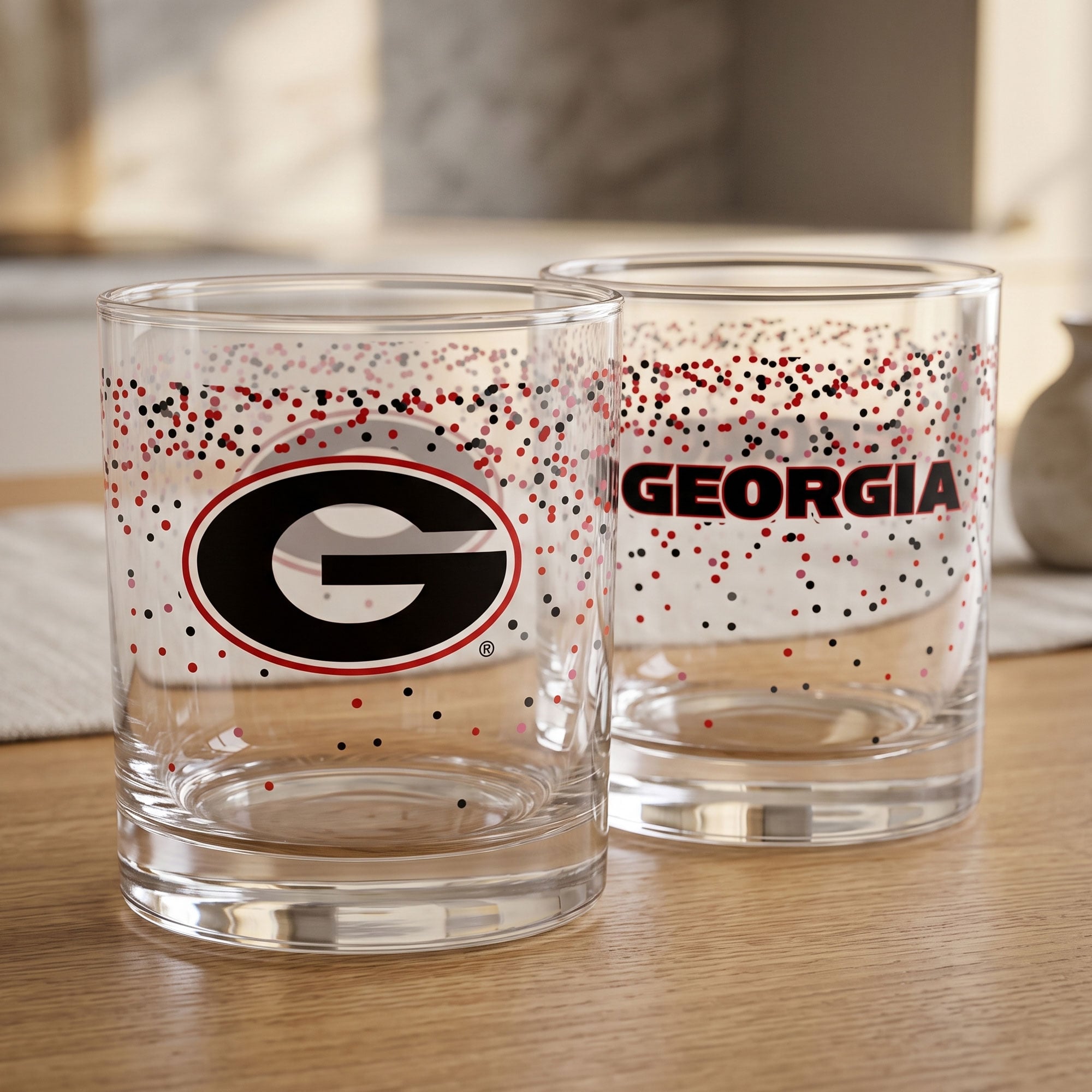 Ensemble de 2 verres à whisky Confetti Indigo Falls Georgia Bulldogs