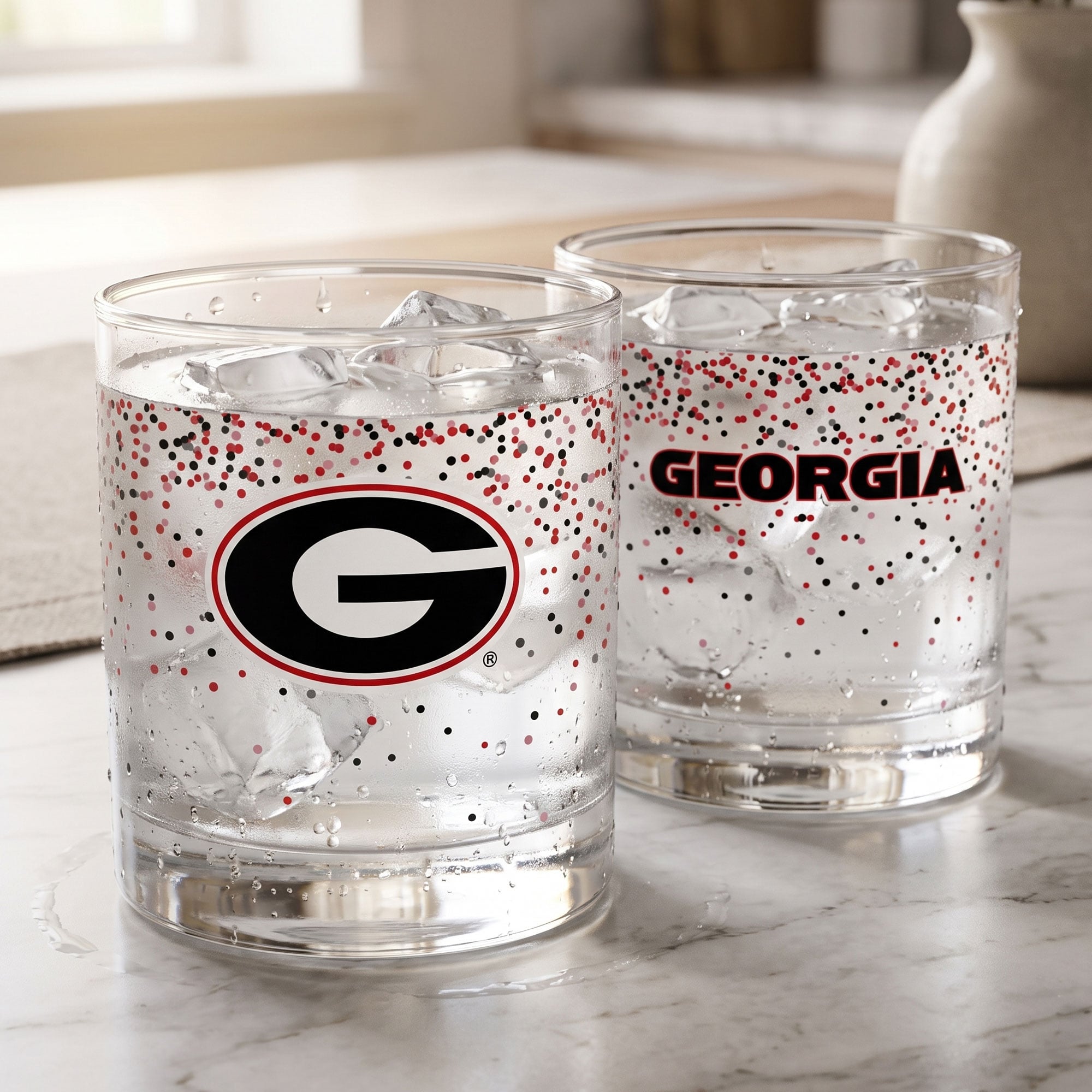 Ensemble de 2 verres à whisky Confetti Indigo Falls Georgia Bulldogs