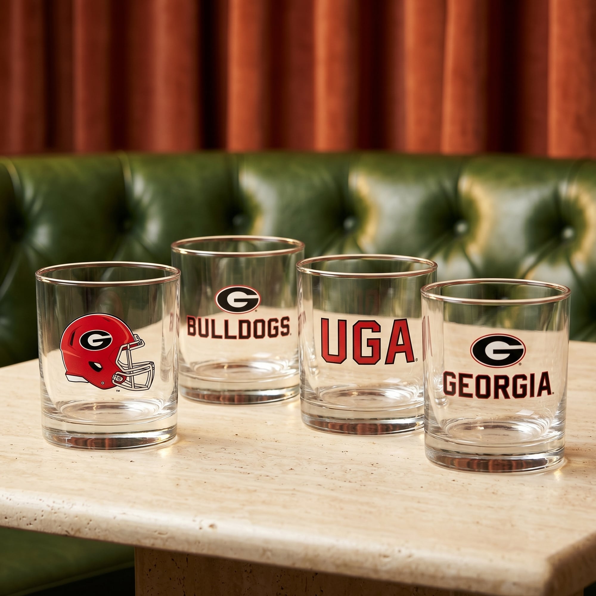 Coffret de 4 verres à whisky de collection Indigo Falls Georgia Bulldogs