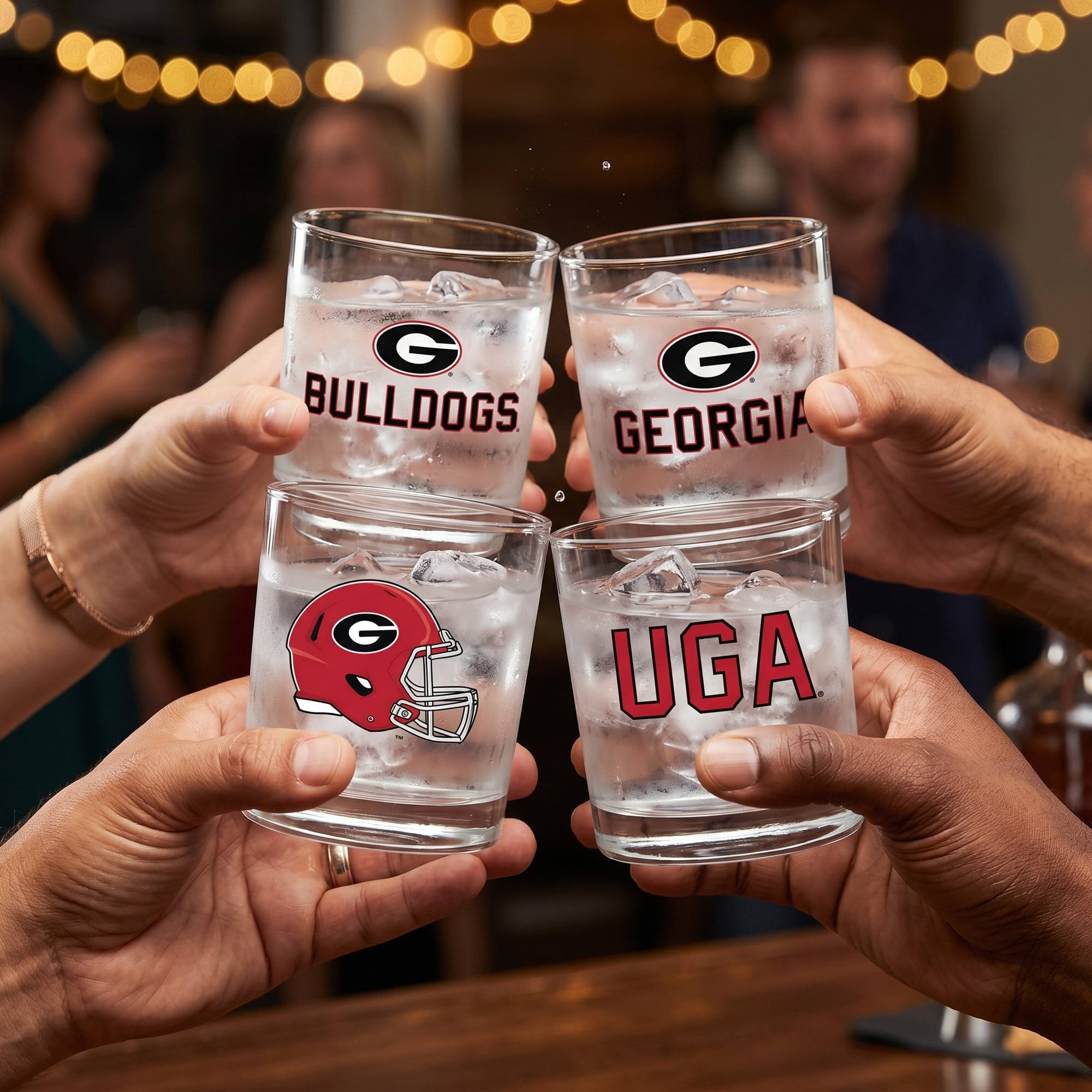 Coffret de 4 verres à whisky de collection Indigo Falls Georgia Bulldogs