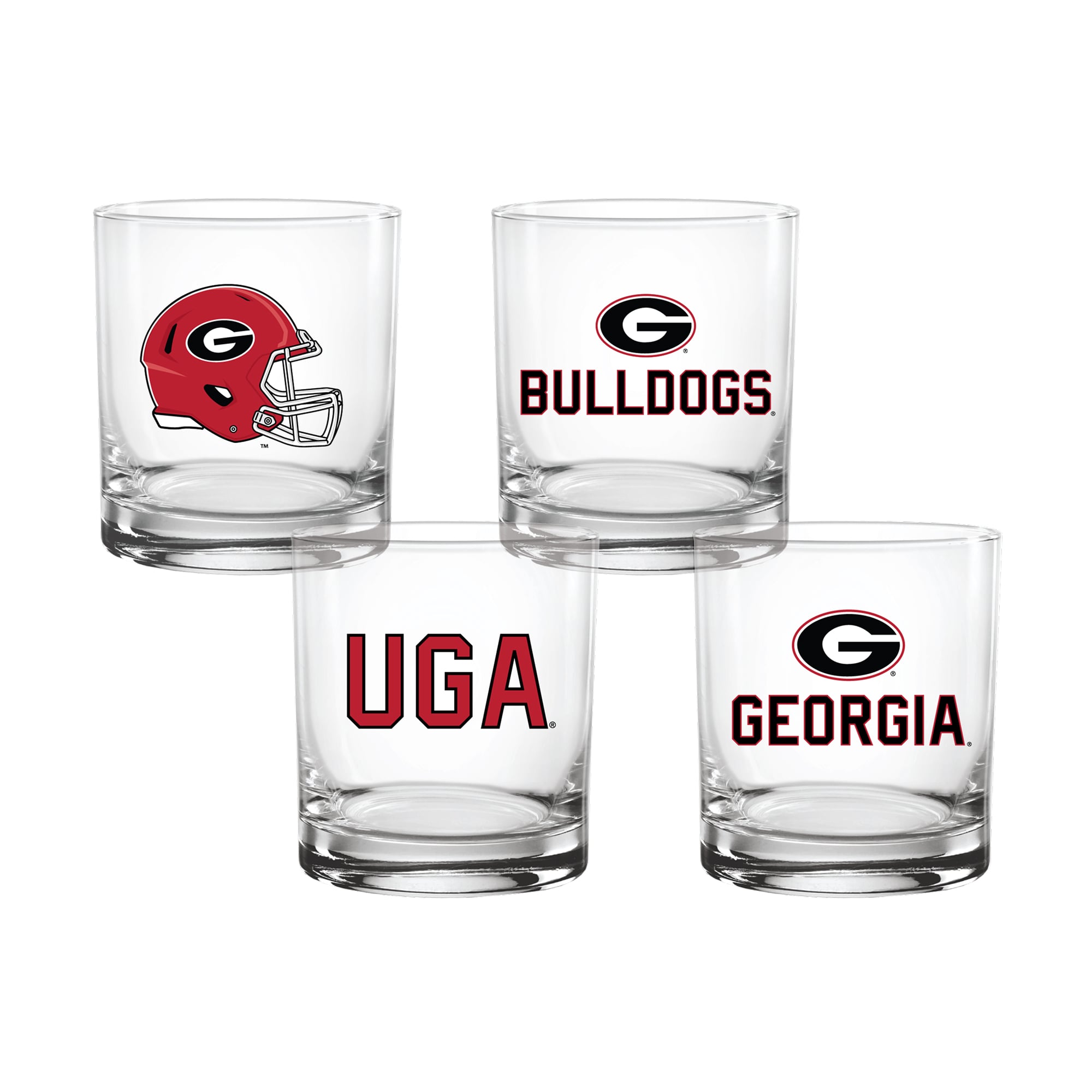 Coffret de 4 verres à whisky de collection Indigo Falls Georgia Bulldogs