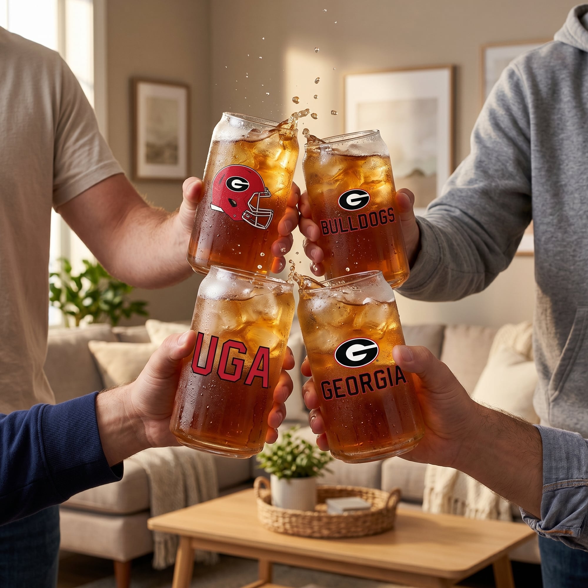 Ensemble de 4 canettes en verre de collection Indigo Falls Georgia Bulldogs