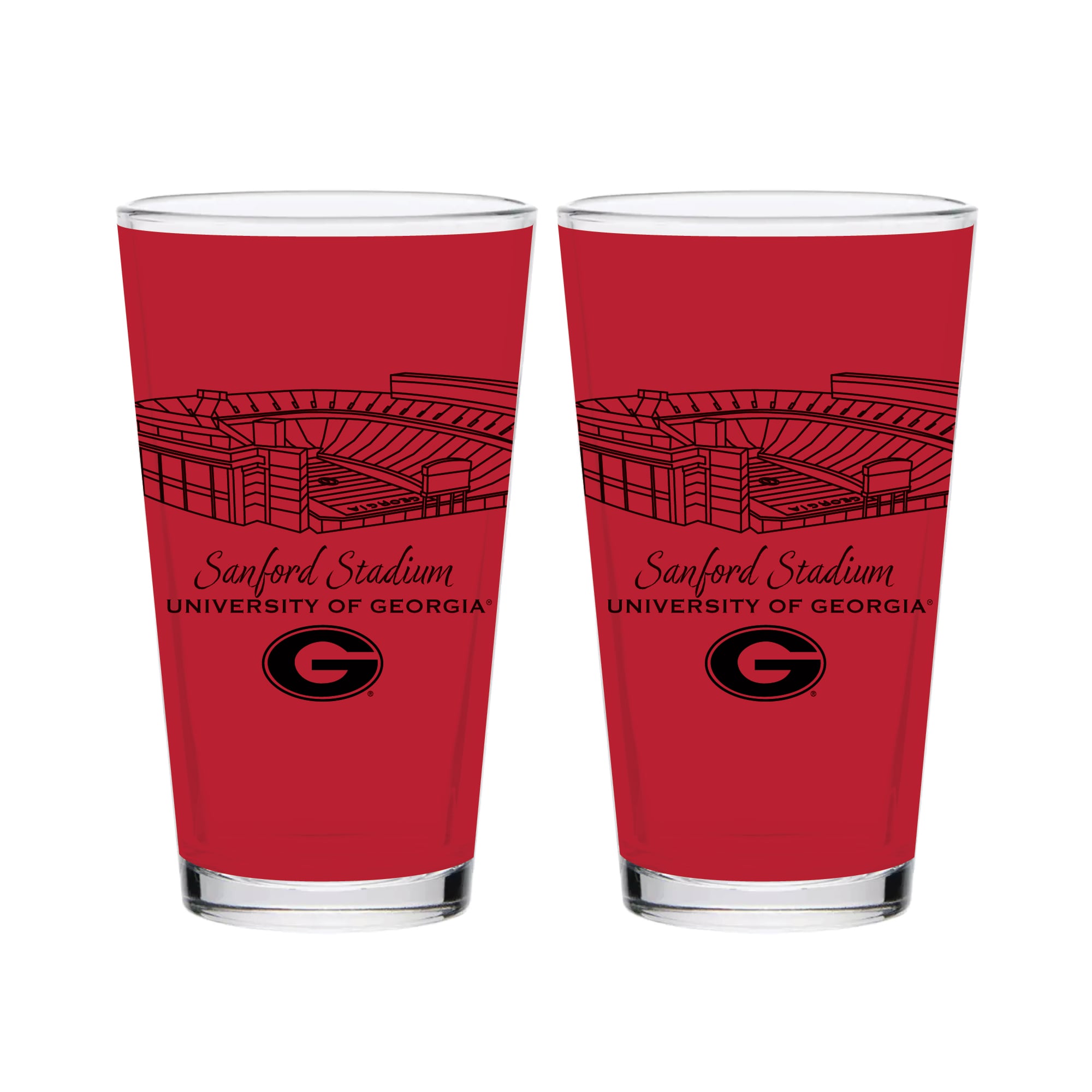 Lot de 2 verres à bière Indigo Falls Georgia Bulldogs Core Stadium