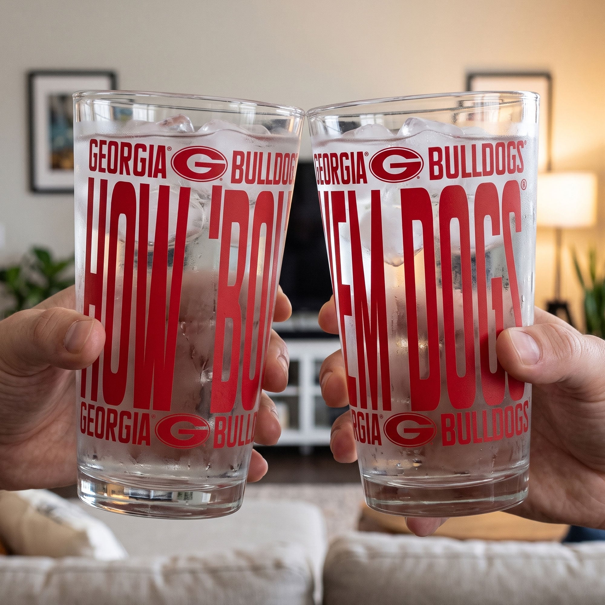 Ensemble de 2 verres à bière surélevés Indigo Falls Georgia Bulldogs