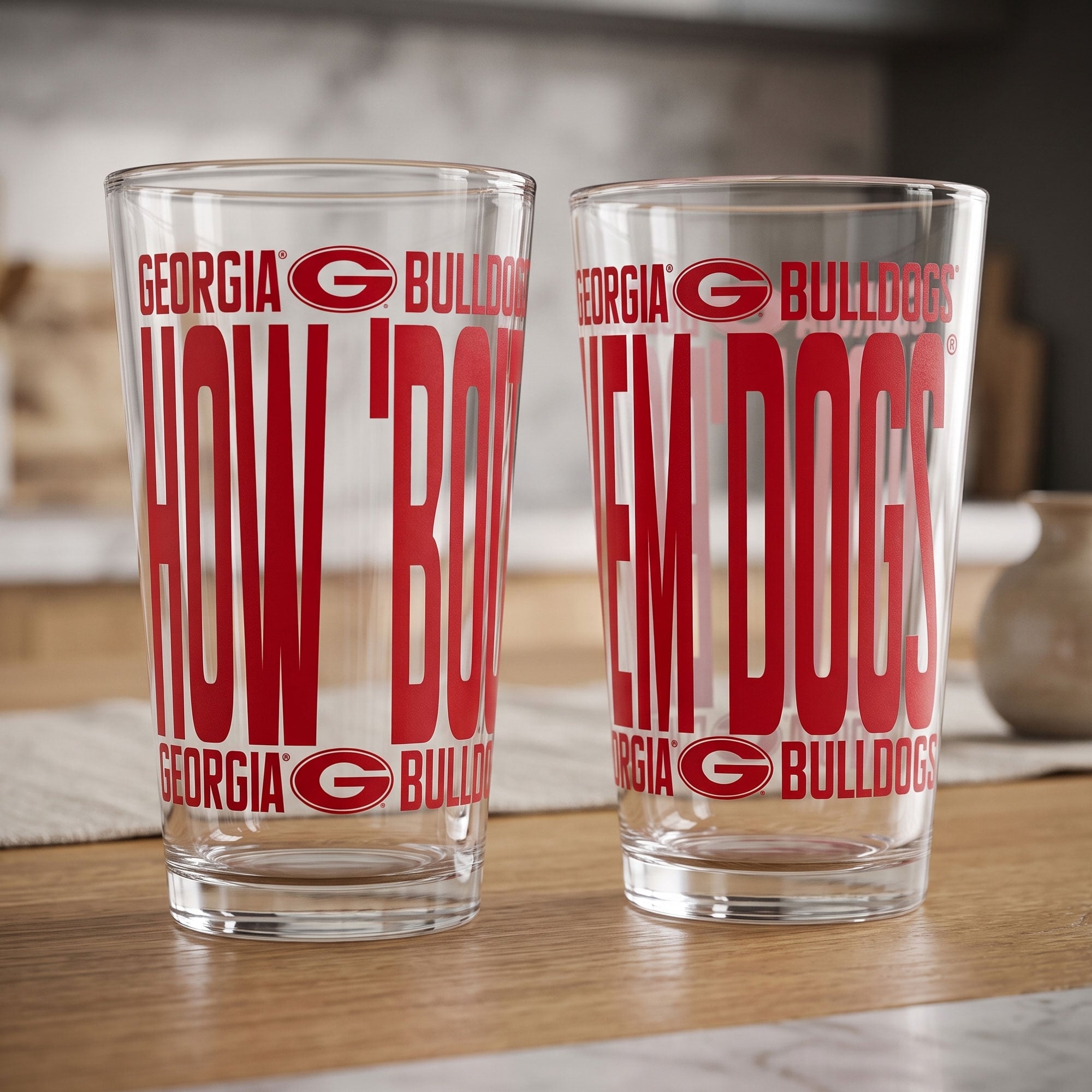 Ensemble de 2 verres à bière surélevés Indigo Falls Georgia Bulldogs